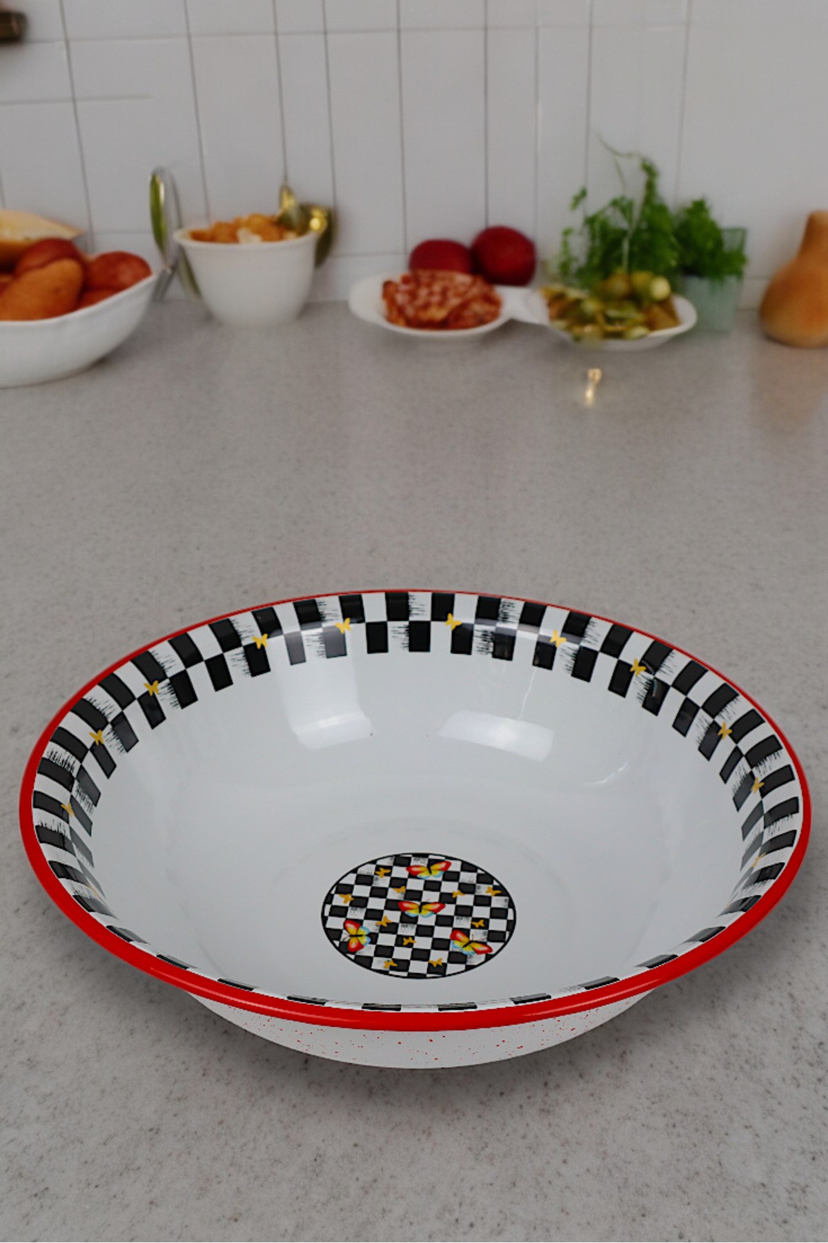 40 Cm 8 Litre Emaye Leğen Çırpma Ve Karıştırma Kabı.hamur Leğeni.meyvelik.çeyiz. Büyük Kase