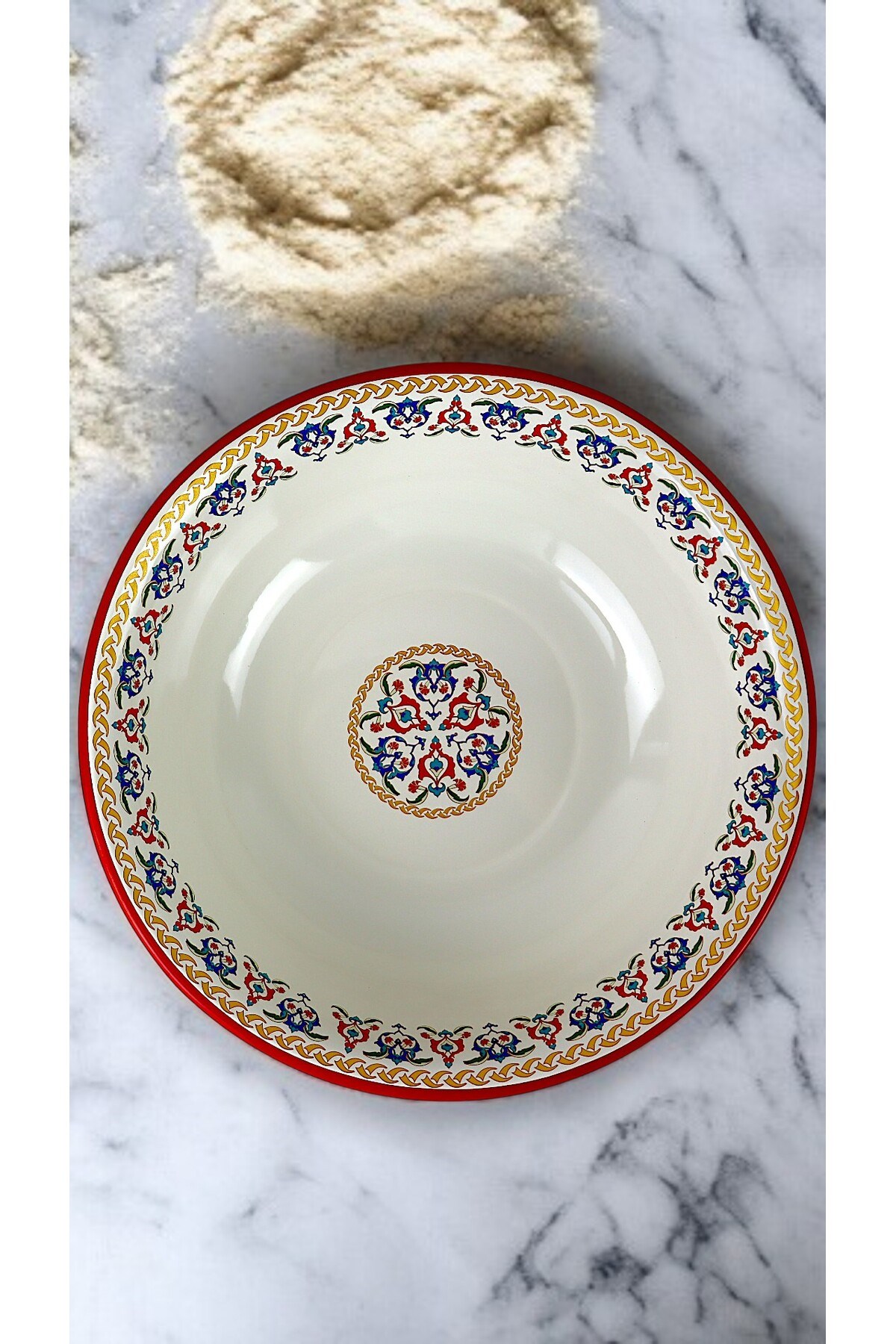 40 Cm 8Litre Emaye Leğen Çırpma Ve Karıştırma Kabı, Hamur Leğeni,Meyvelik, Çeyiz, Hediye, Büyük Kase
