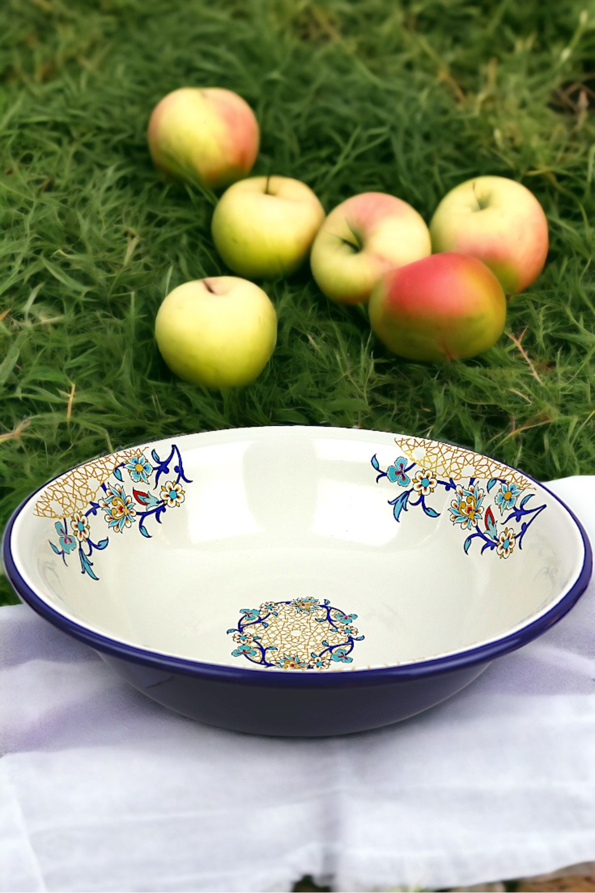 40 Cm 8Litre Emaye Leğen Çırpma Ve Karıştırma Kabı, Hamur Leğeni,Meyvelik, Çeyiz, Hediye, Büyük Kase