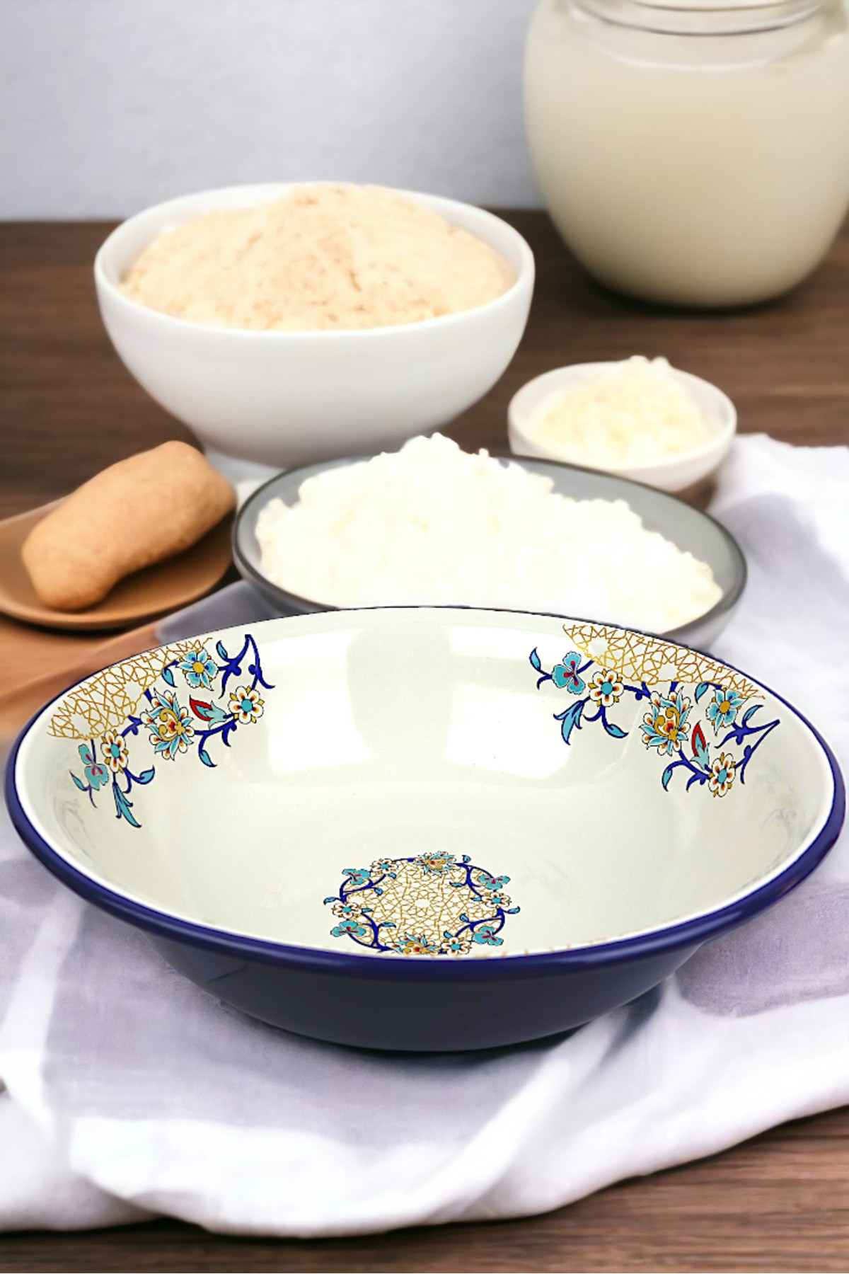 40 Cm 8Litre Emaye Leğen Çırpma Ve Karıştırma Kabı, Hamur Leğeni,Meyvelik, Çeyiz, Hediye, Büyük Kase
