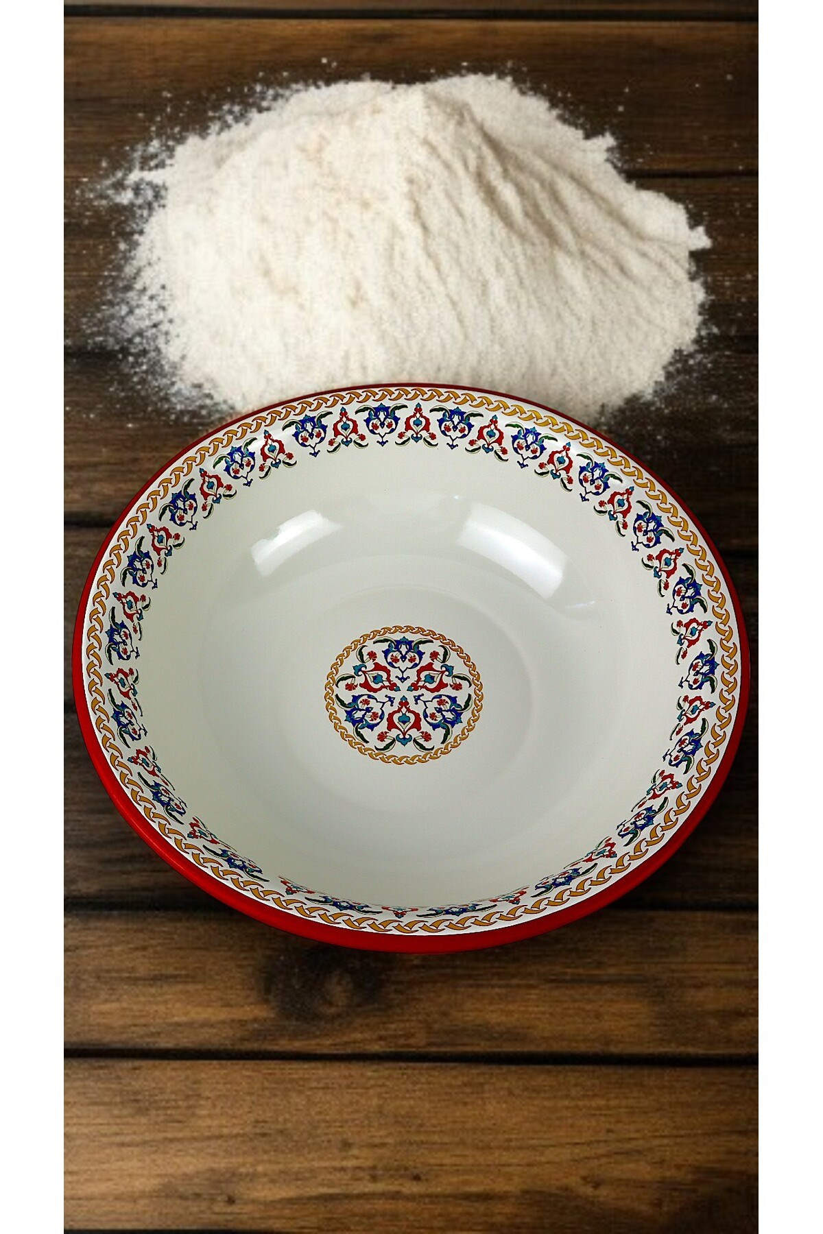 40 Cm 8Litre Emaye Leğen Çırpma Ve Karıştırma Kabı, Hamur Leğeni,Meyvelik, Çeyiz, Hediye, Büyük Kase