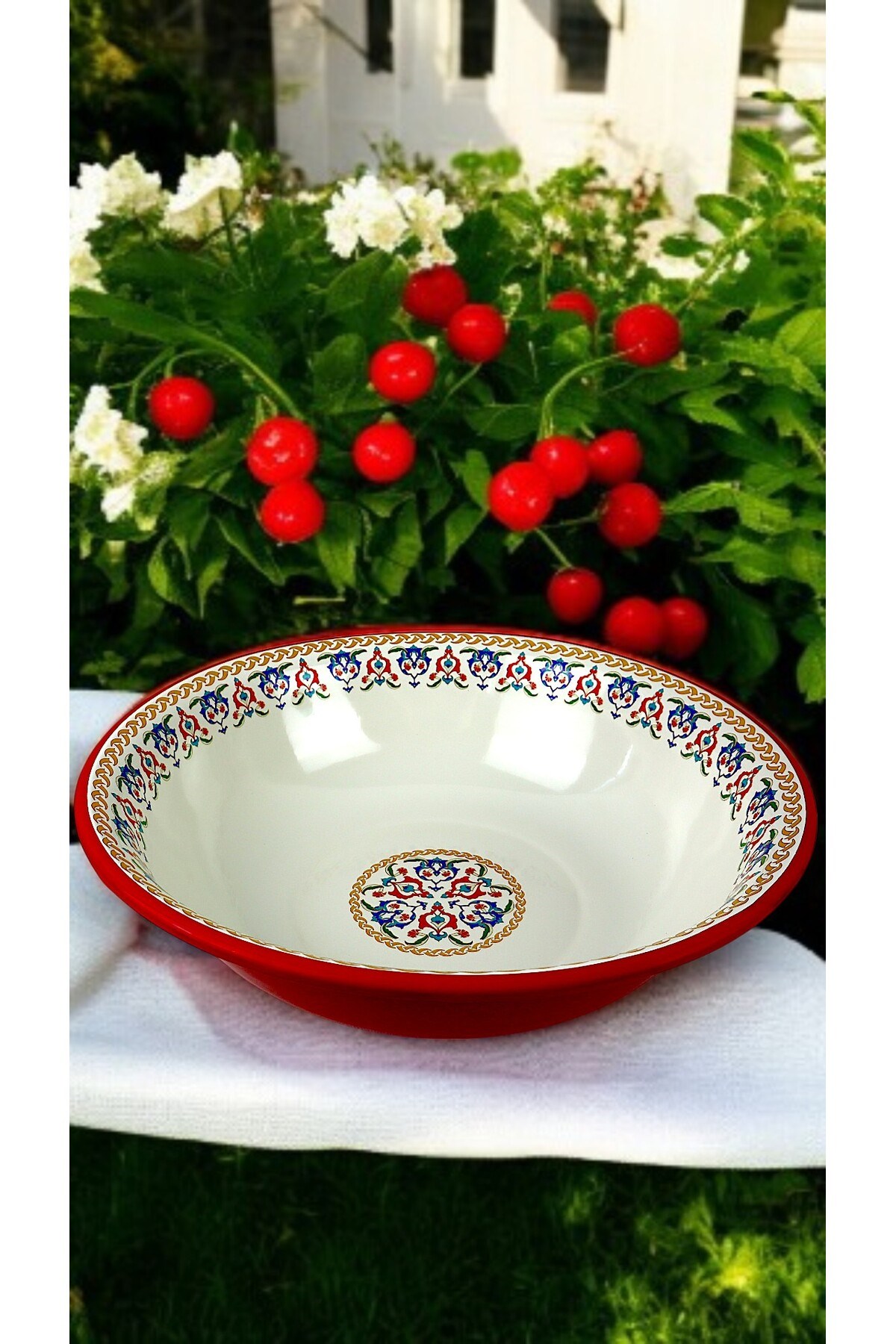 40 Cm 8Litre Emaye Leğen Çırpma Ve Karıştırma Kabı, Hamur Leğeni,Meyvelik, Çeyiz, Hediye, Büyük Kase