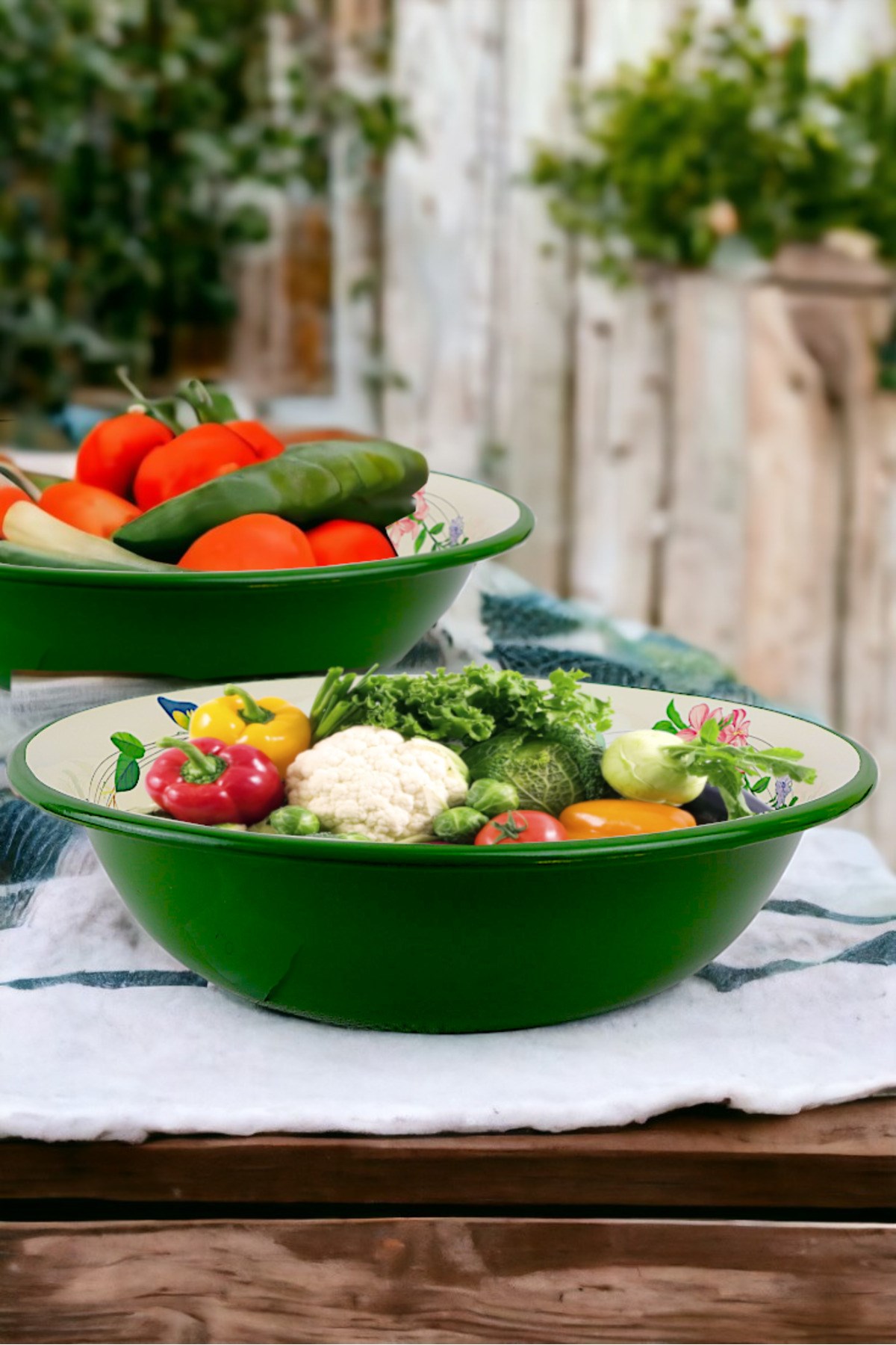 40 Cm 8Litre Emaye Leğen Çırpma Ve Karıştırma Kabı, Hamur Leğeni,Meyvelik, Çeyiz, Hediye, Büyük Kase