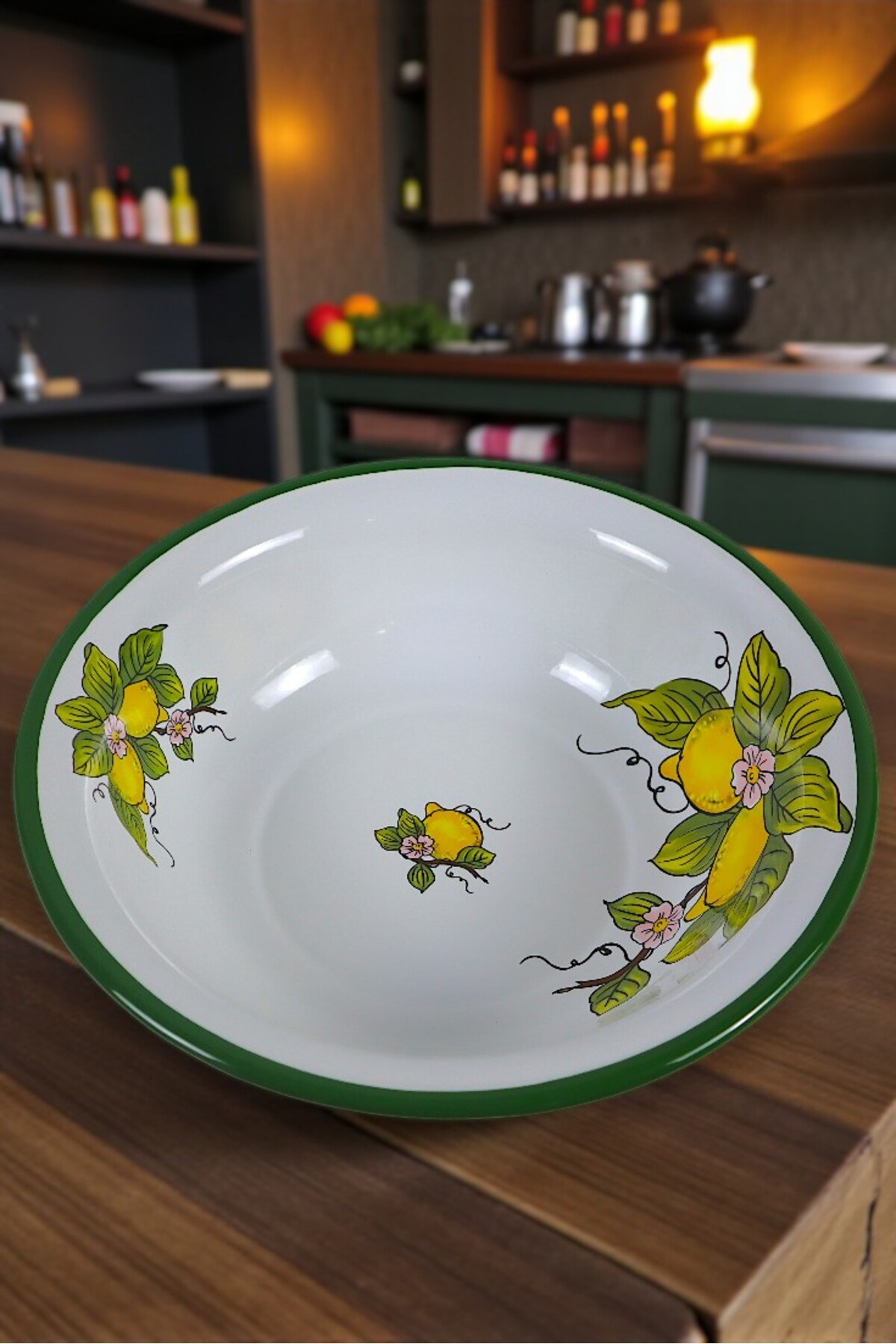 40 Cm 8Litre Emaye Leğen Çırpma Ve Karıştırma Kabı, Hamur Leğeni,Meyvelik, Çeyiz, Hediye, Büyük Kase