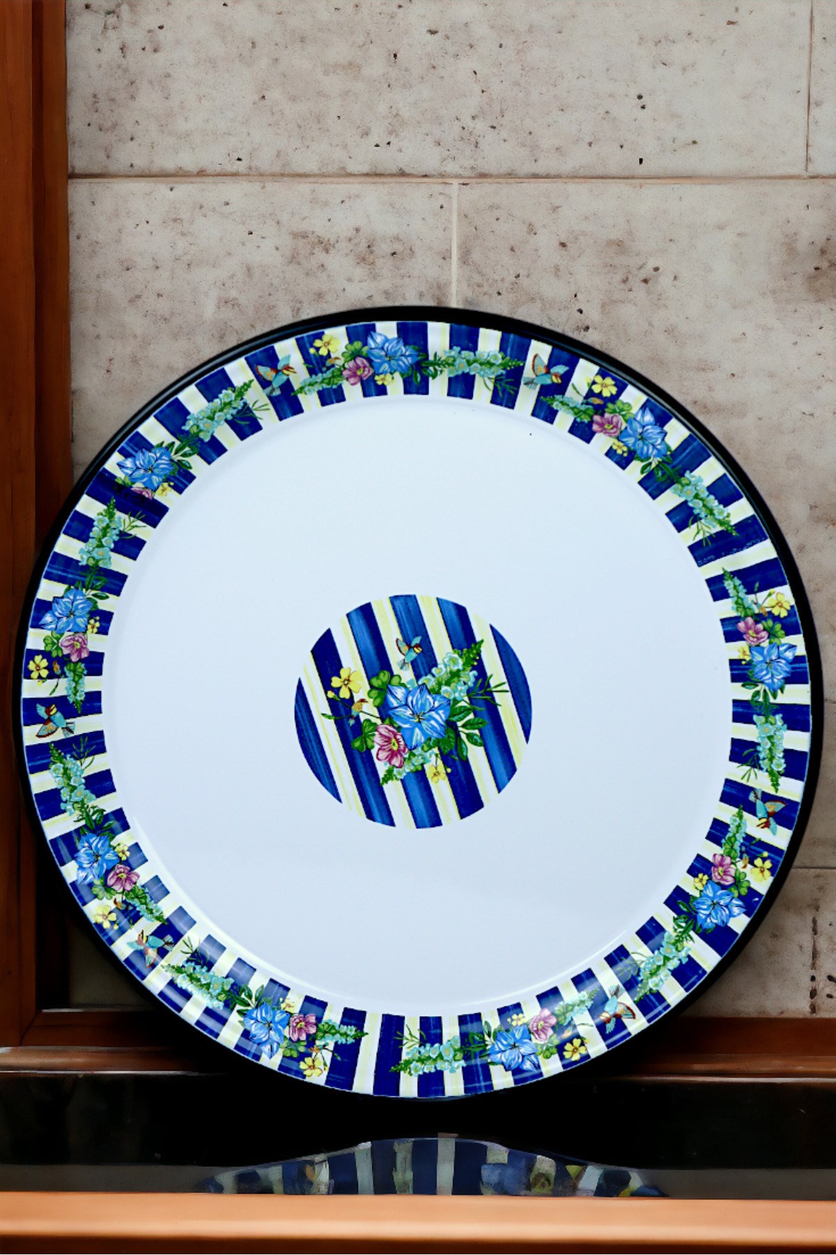 40 No Emaye Sini Sofra, Yemek Sunum Tepsi, Yer Sofrası Çinko ~38 Cm