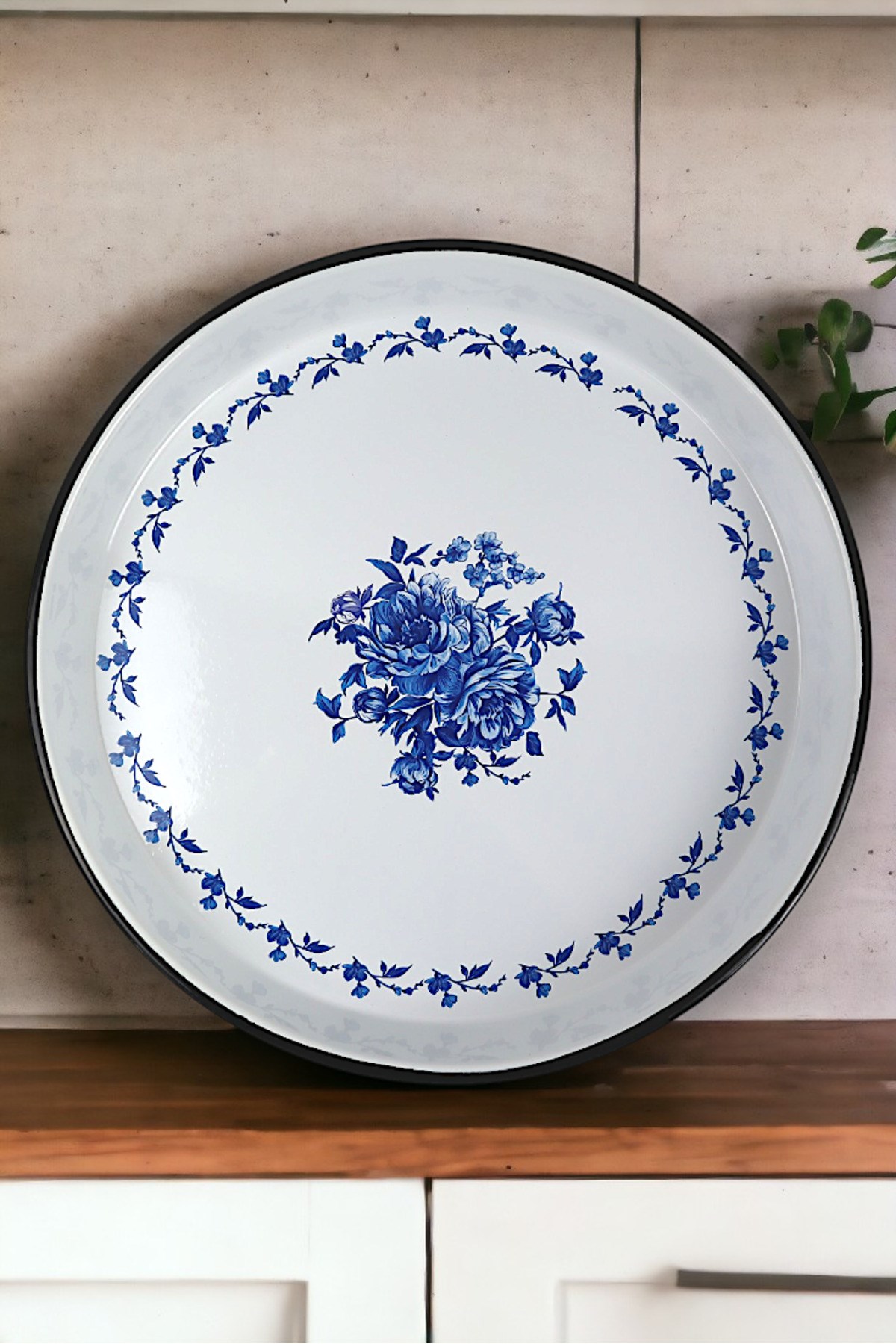 45 No Emaye Fırın Tepsi Yuvarlak Tepsi 45 Cm