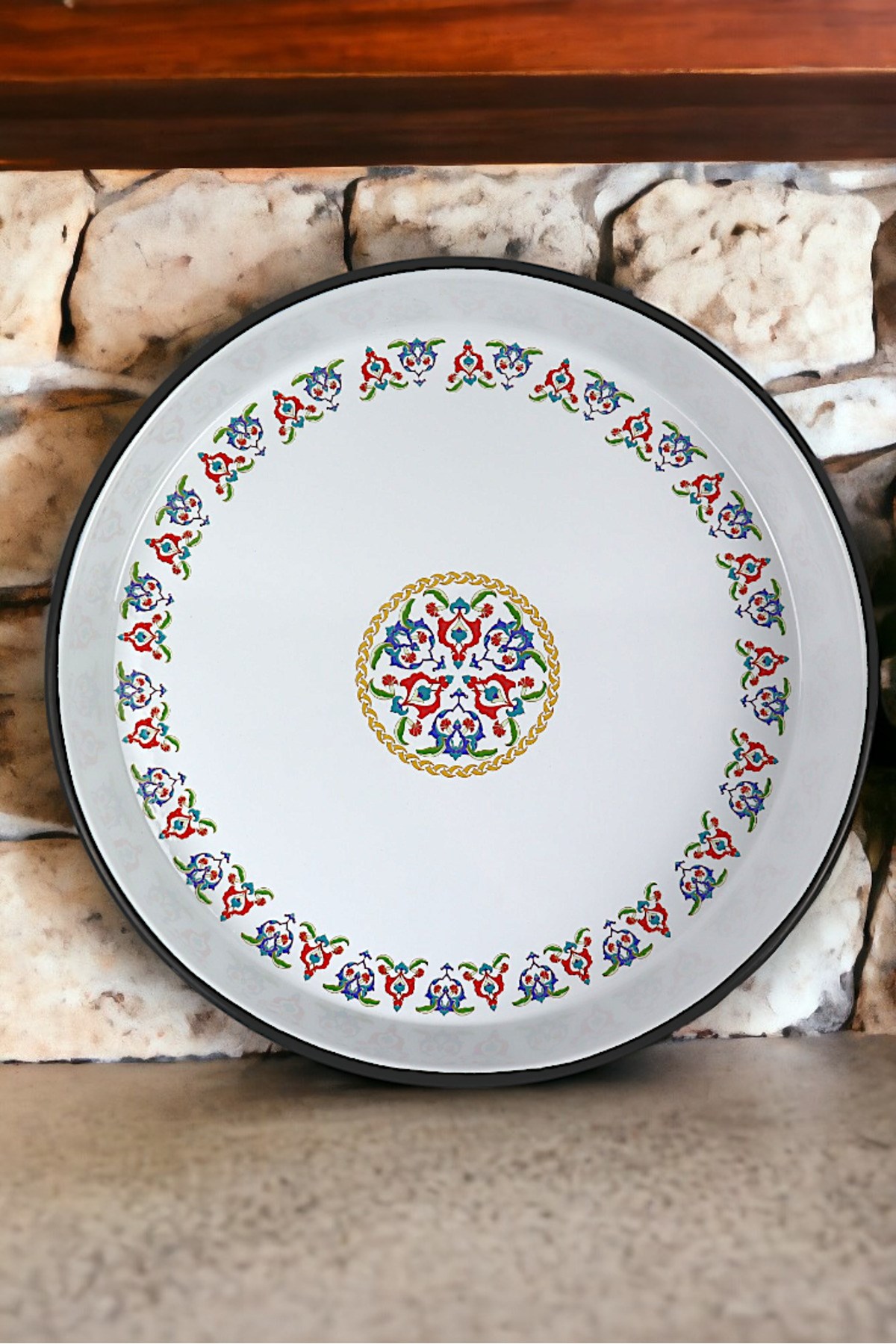 45 No Emaye Fırın Tepsi Yuvarlak Tepsi 45 Cm