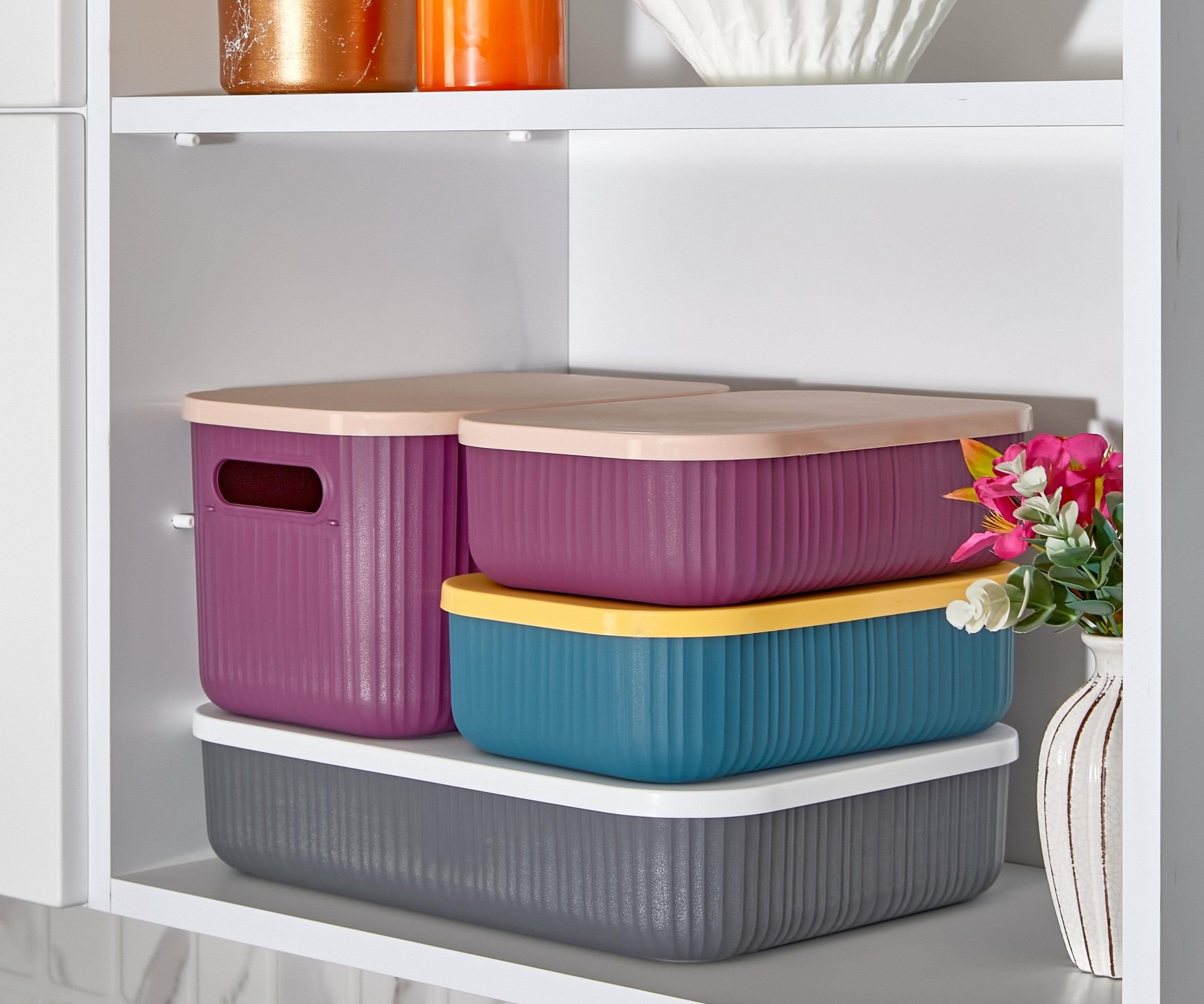 4'lü Çok Amaçlı Renkli Saklama Kabı Kutusu - ( 3,2 lt 3,2 lt 6,2 lt 6,8 lt ) (BPA Free)