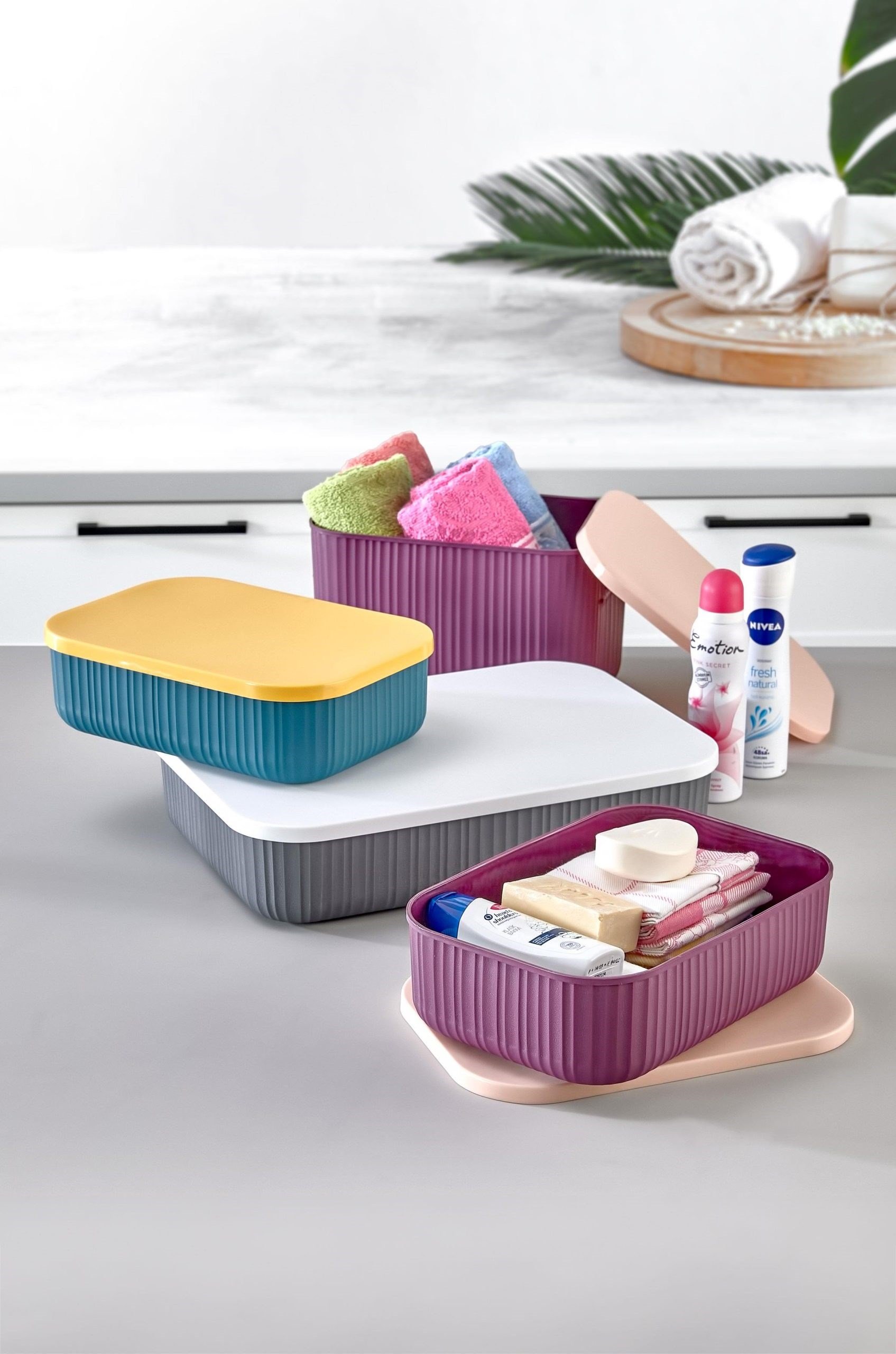 4'lü Çok Amaçlı Renkli Saklama Kabı Kutusu - ( 3,2 lt 3,2 lt 6,2 lt 6,8 lt ) (BPA Free)