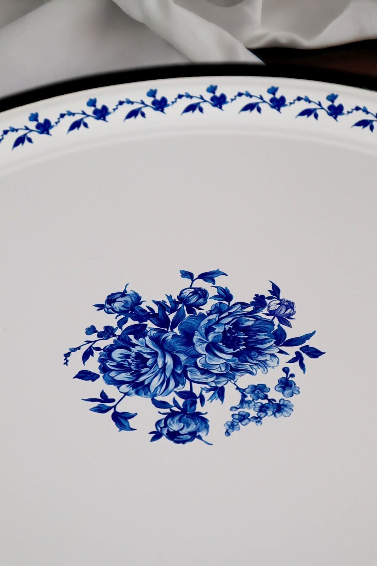 50 No Emaye Sini Sofra, Yemek Sunum Tepsi, Yer Sofrası Çinko ~48 Cm