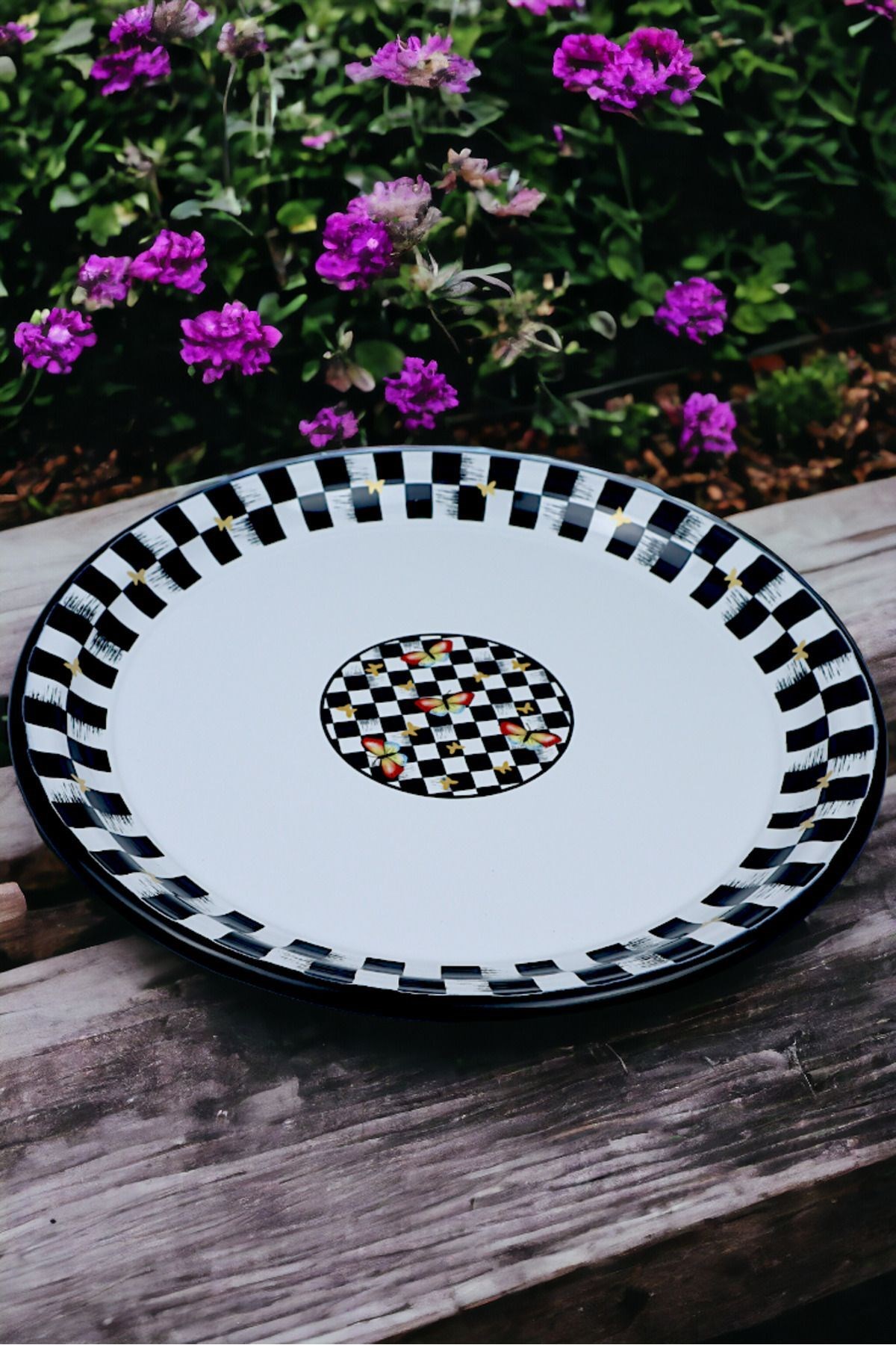50 No Emaye Sini Sofra, Yemek Sunum Tepsi, Yer Sofrası Çinko ~48 Cm