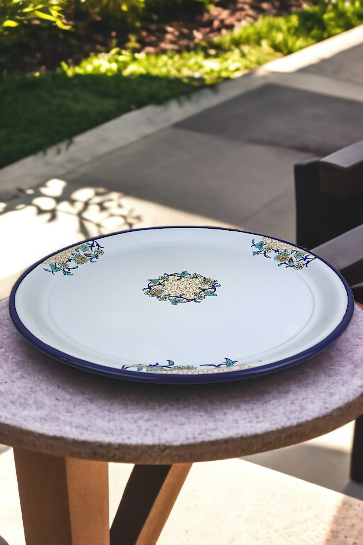 50 No Emaye Sini Sofra, Yemek Sunum Tepsi, Yer Sofrası Çinko ~48 Cm 1mm.KALIN ÜRÜN