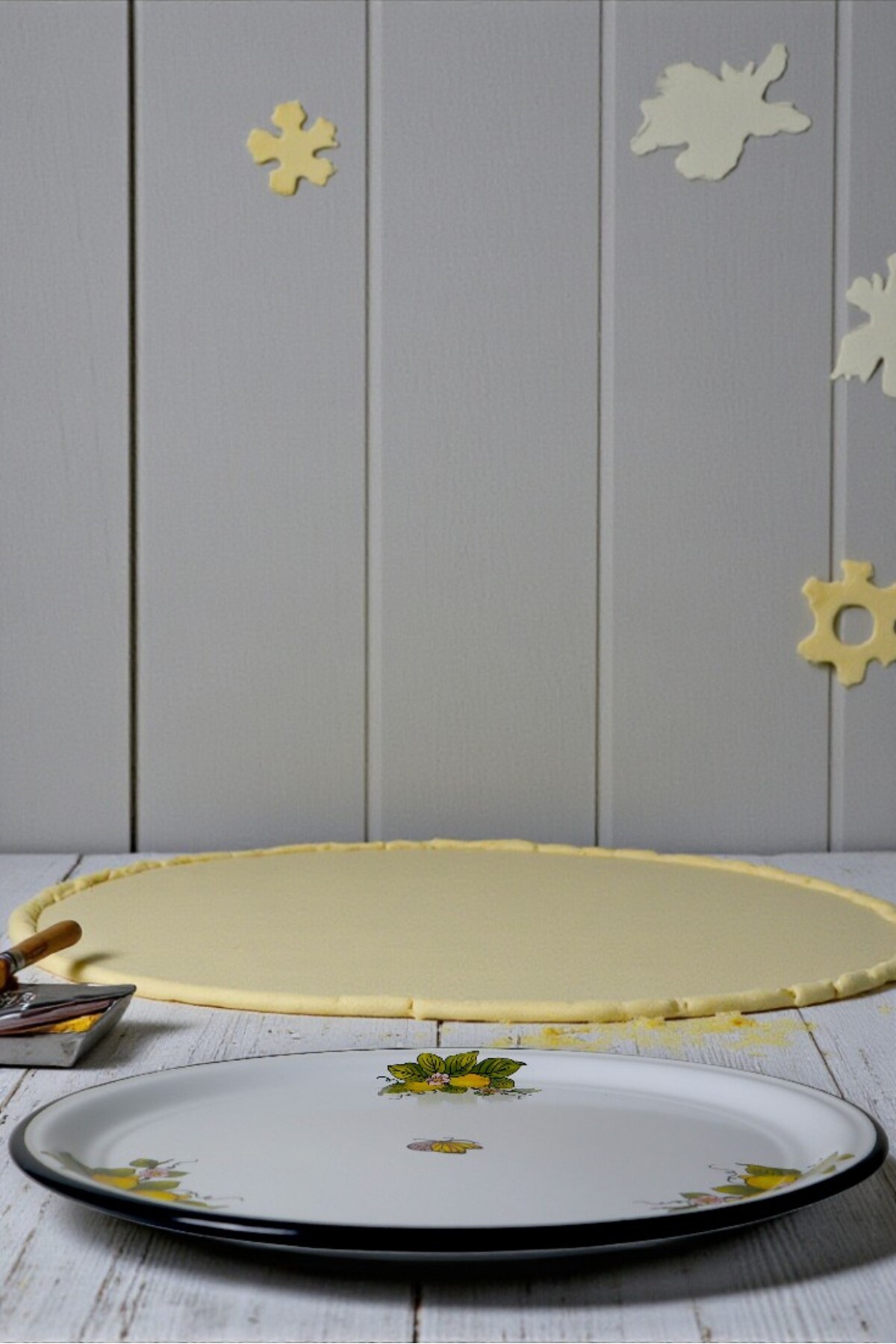 50 No Emaye Sini Sofra, Yemek Sunum Tepsi, Yer Sofrası Çinko ~48 Cm