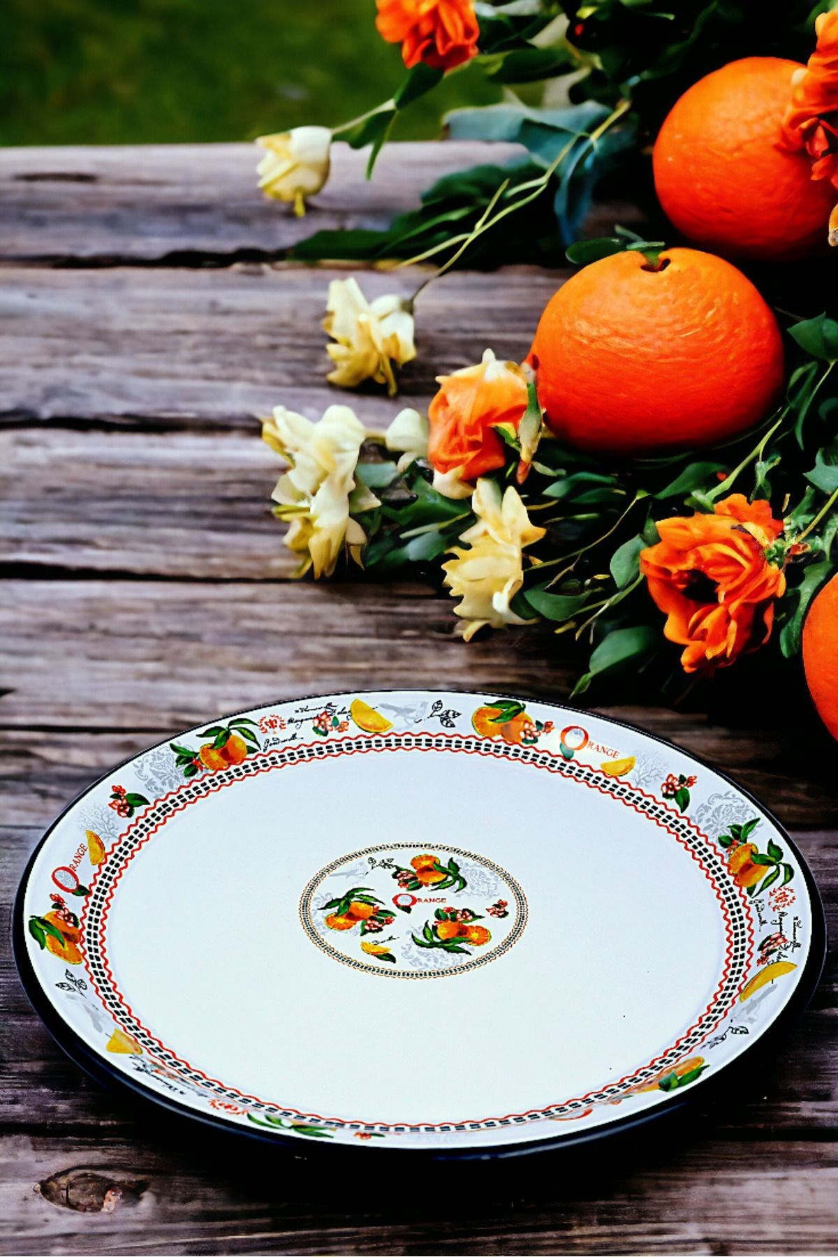 50 No Emaye Sini Sofra, Yemek Sunum Tepsi, Yer Sofrası Çinko ~48 Cm