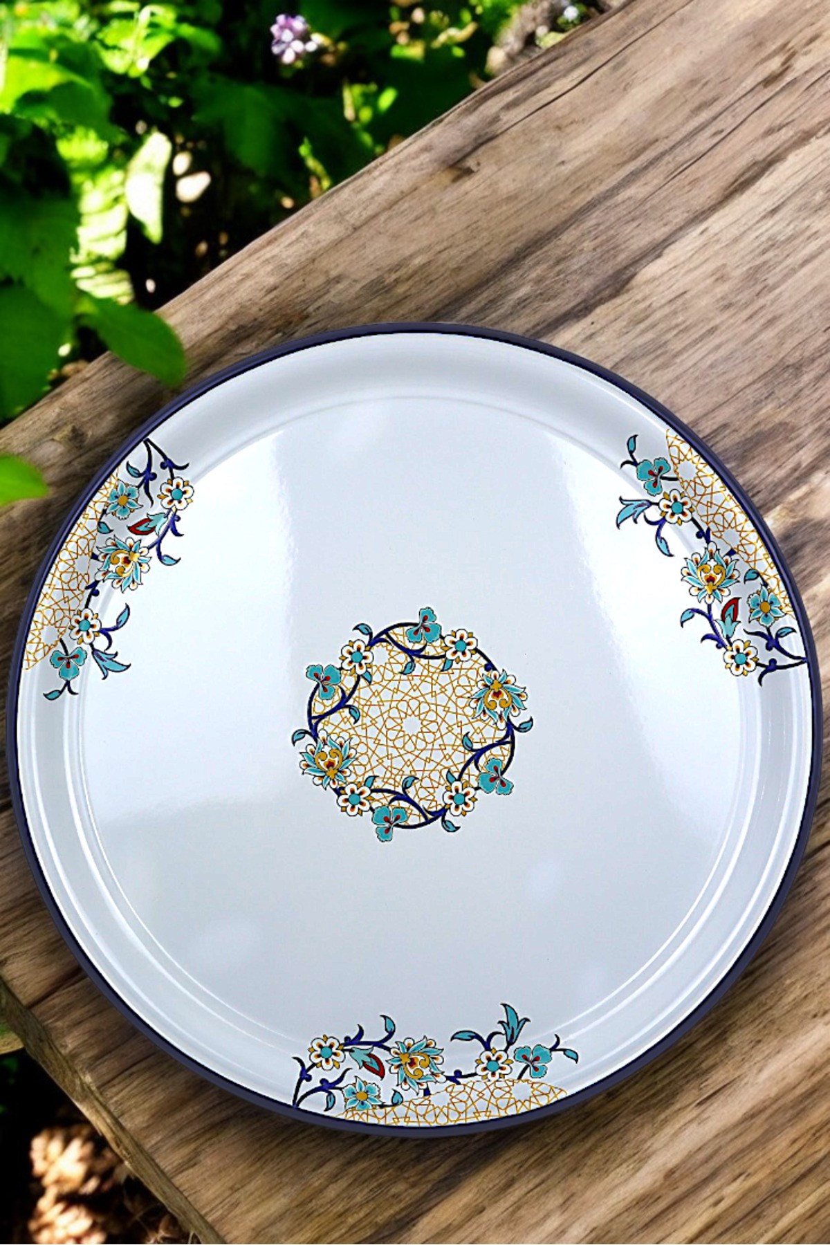 50 No Emaye Sini Sofra, Yemek Sunum Tepsi, Yer Sofrası Çinko ~48 Cm 1mm.KALIN ÜRÜN