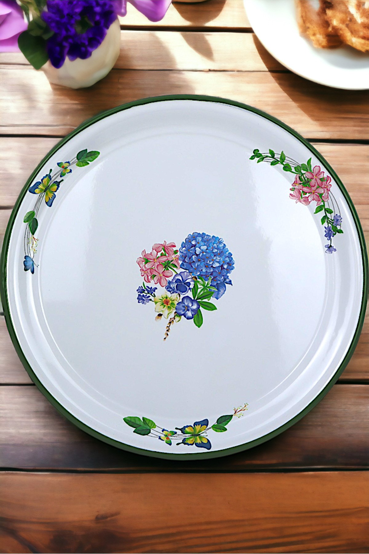 50 No Emaye Sini Sofra, Yemek Sunum Tepsi, Yer Sofrası Çinko ~48 Cm 1mm.KALIN ÜRÜN