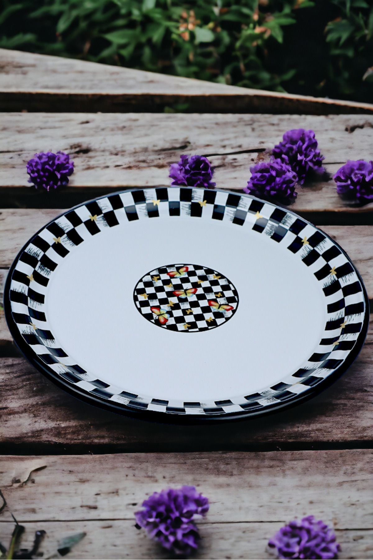 50 No Emaye Sini Sofra, Yemek Sunum Tepsi, Yer Sofrası Çinko ~48 Cm