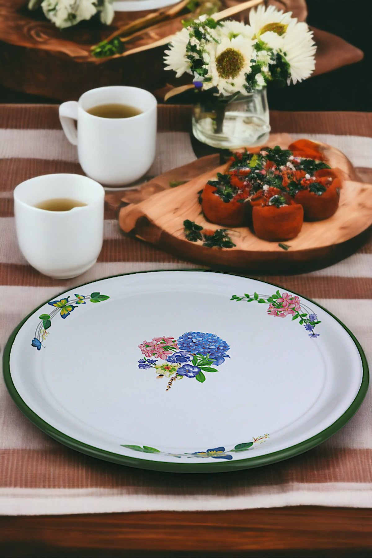 50 No Emaye Sini Sofra, Yemek Sunum Tepsi, Yer Sofrası Çinko ~48 Cm 1mm.KALIN ÜRÜN