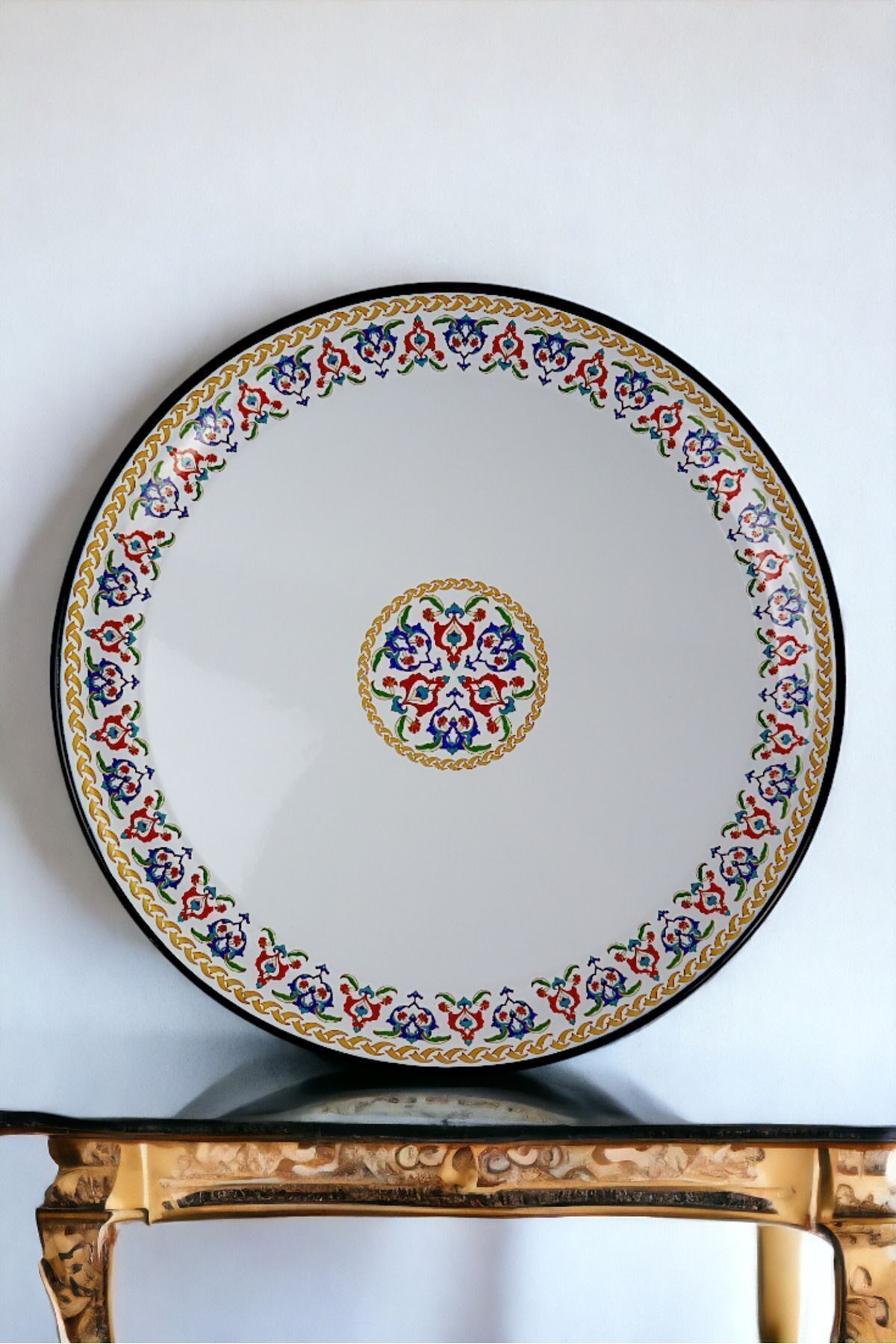 50 No Emaye Sini Sofra, Yemek Sunum Tepsi, Yer Sofrası Çinko ~48 Cm