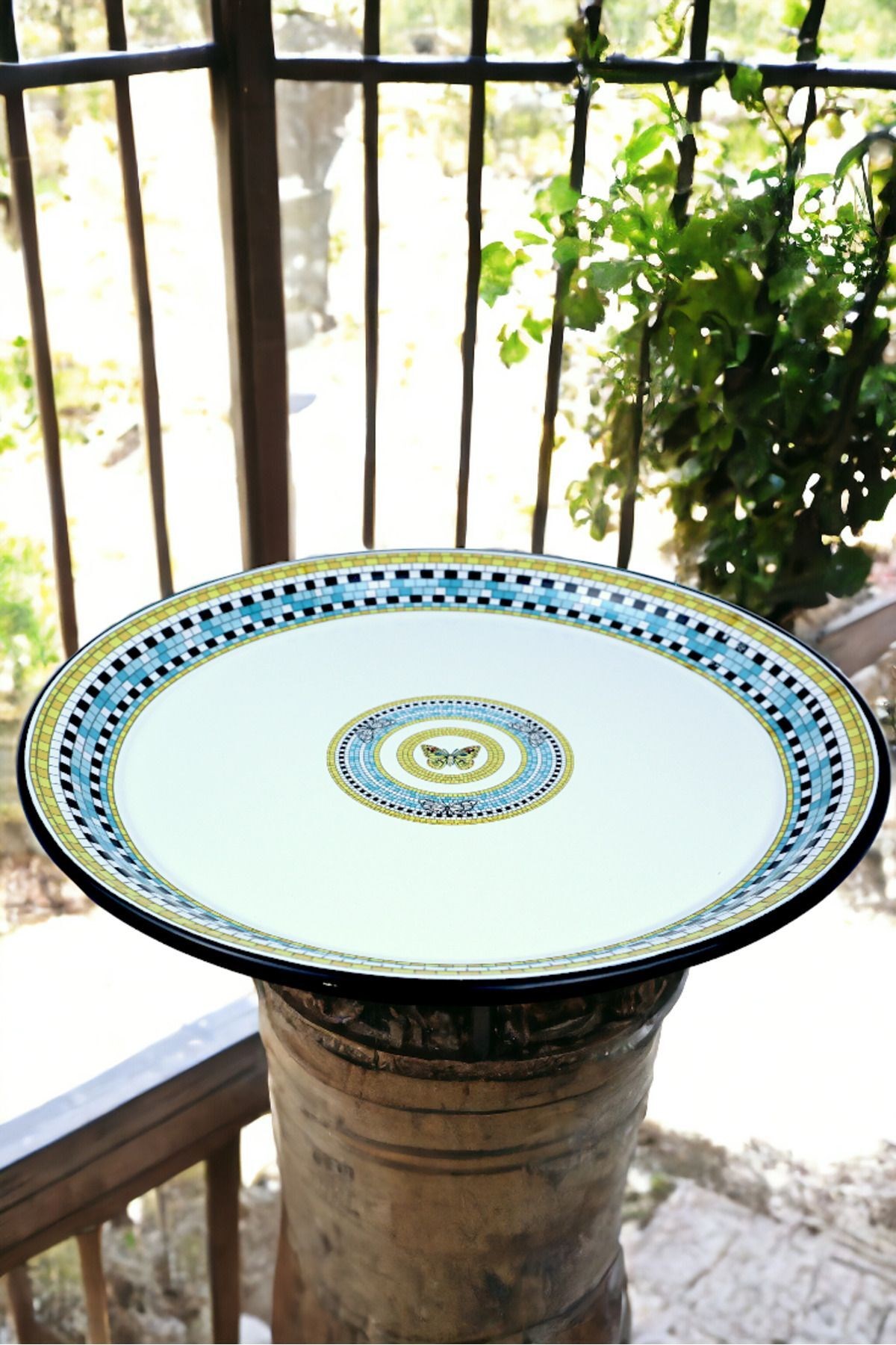 50 No Emaye Sini Sofra, Yemek Sunum Tepsi, Yer Sofrası Çinko ~48 Cm