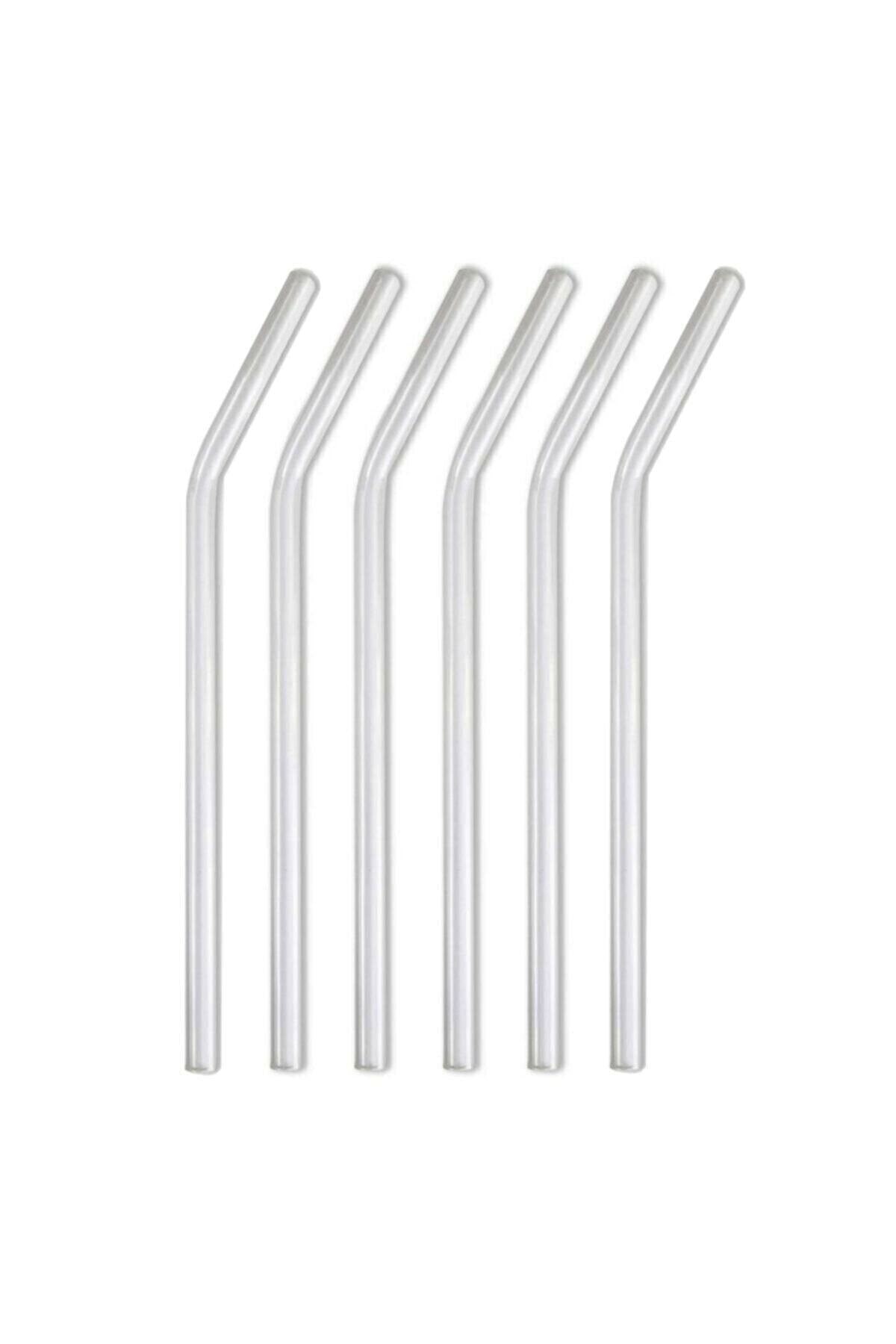 6 Adet Eğimli Şeffaf Cam Pipet, 6'Lı Pipet -20 Cm