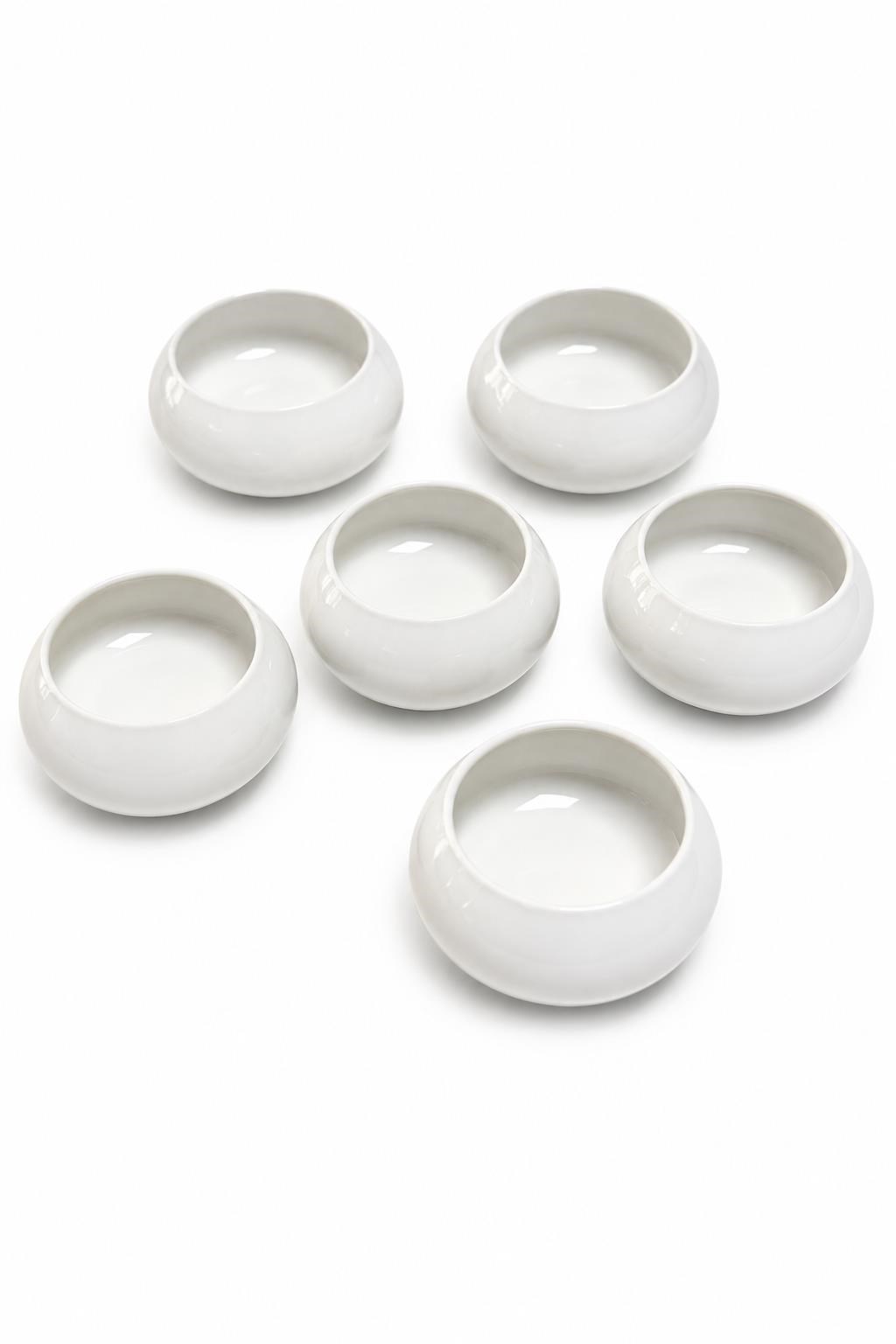 6’lı Beyaz Porselen Kahvaltılık Çerezlik Sosluk Kase Seti Çok Amaçlı Sunumluk 4x8.5 cm