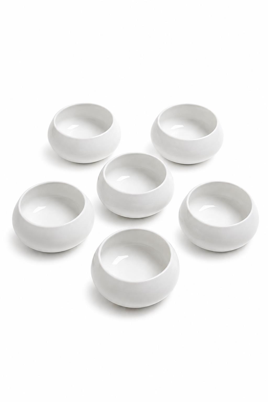 6’lı Beyaz Porselen Kase Seti Kahvaltılık Çerezlik Sosluk Tatlı Sunum Kasesi 5.5x10 cm