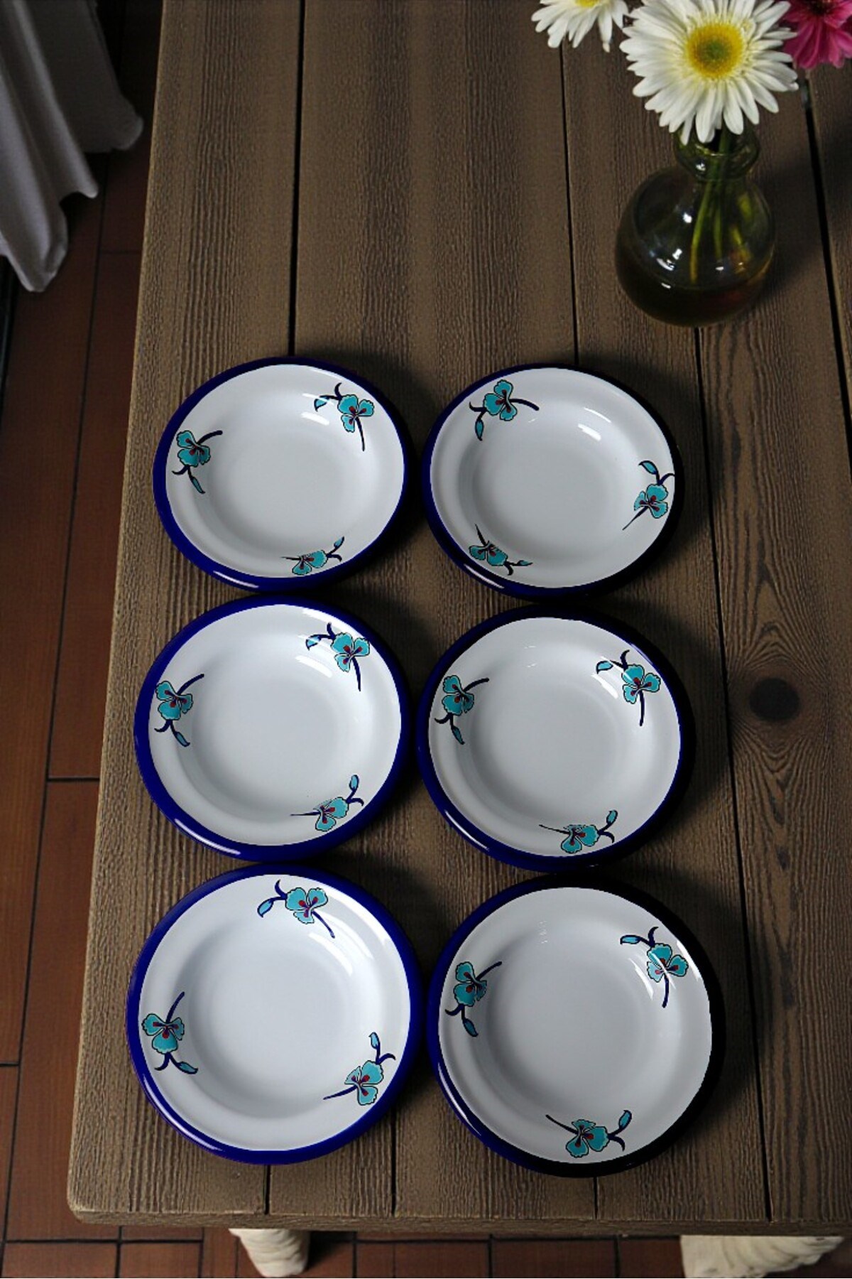 6 Parça 14Cm Emaye Tabak Set ,Kahvaltı Tabağı,Reçellik, Zeytin, Peynir Tabağı, Çeyiz