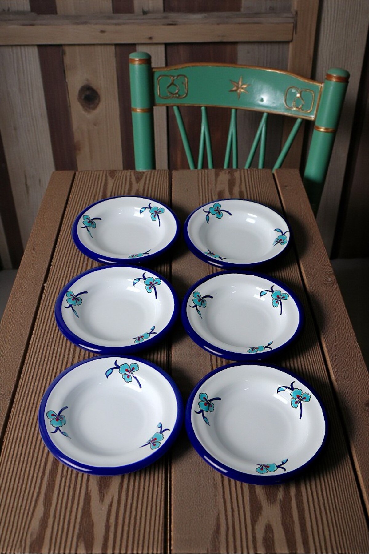 6 Parça 14Cm Emaye Tabak Set ,Kahvaltı Tabağı,Reçellik, Zeytin, Peynir Tabağı, Çeyiz