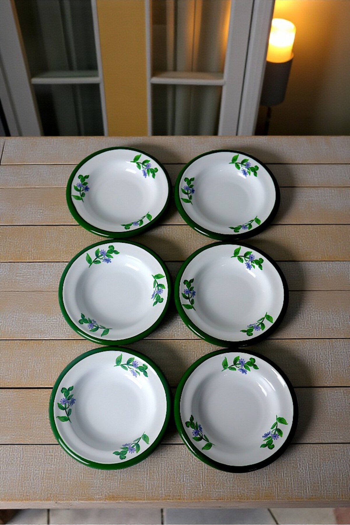 6 Parça 14Cm Emaye Tabak Set ,Kahvaltı Tabağı,Reçellik, Zeytin, Peynir Tabağı, Çeyiz