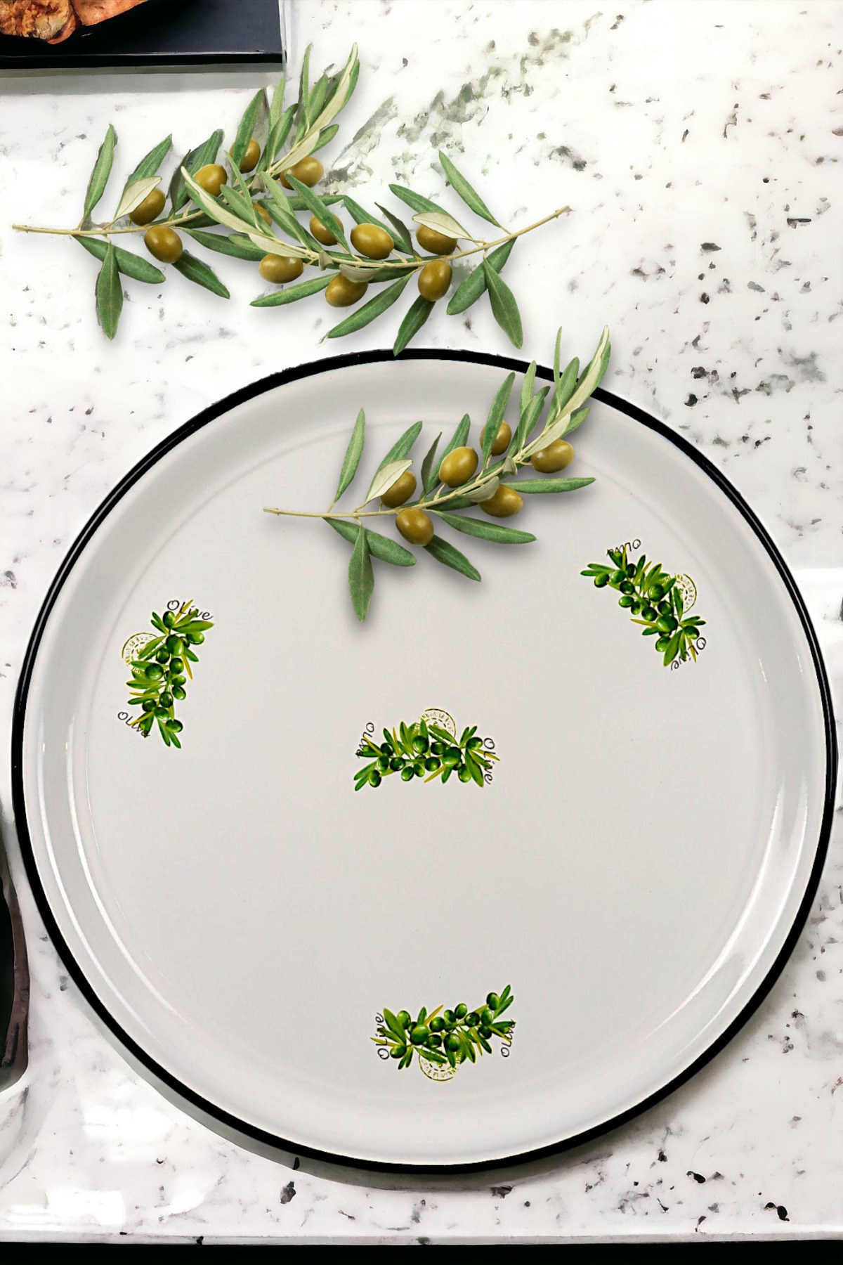 60 No Emaye Sini Sofra, Yemek Sunum Tepsi, Yer Sofrası Çinko ~58 Cm