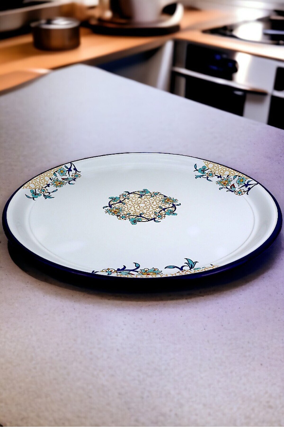 60 No Emaye Sini Sofra, Yemek Sunum Tepsi, Yer Sofrası Çinko ~58 Cm 1mm.KALIN ÜRÜN
