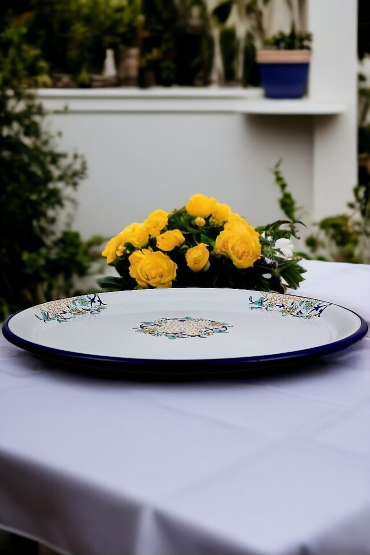 60 No Emaye Sini Sofra, Yemek Sunum Tepsi, Yer Sofrası Çinko ~58 Cm 1mm.KALIN ÜRÜN
