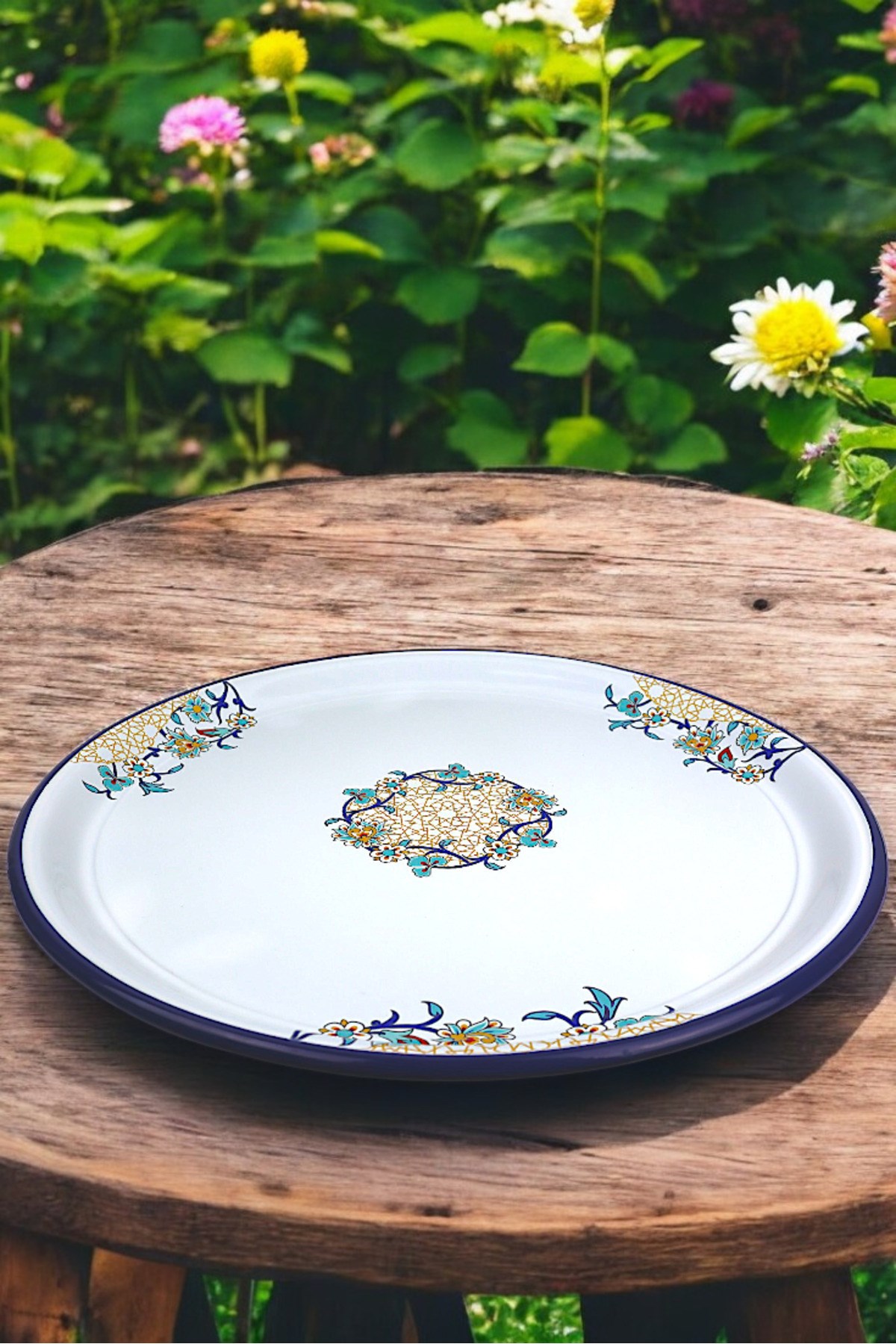 60 No Emaye Sini Sofra, Yemek Sunum Tepsi, Yer Sofrası Çinko ~58 Cm 1mm.KALIN ÜRÜN