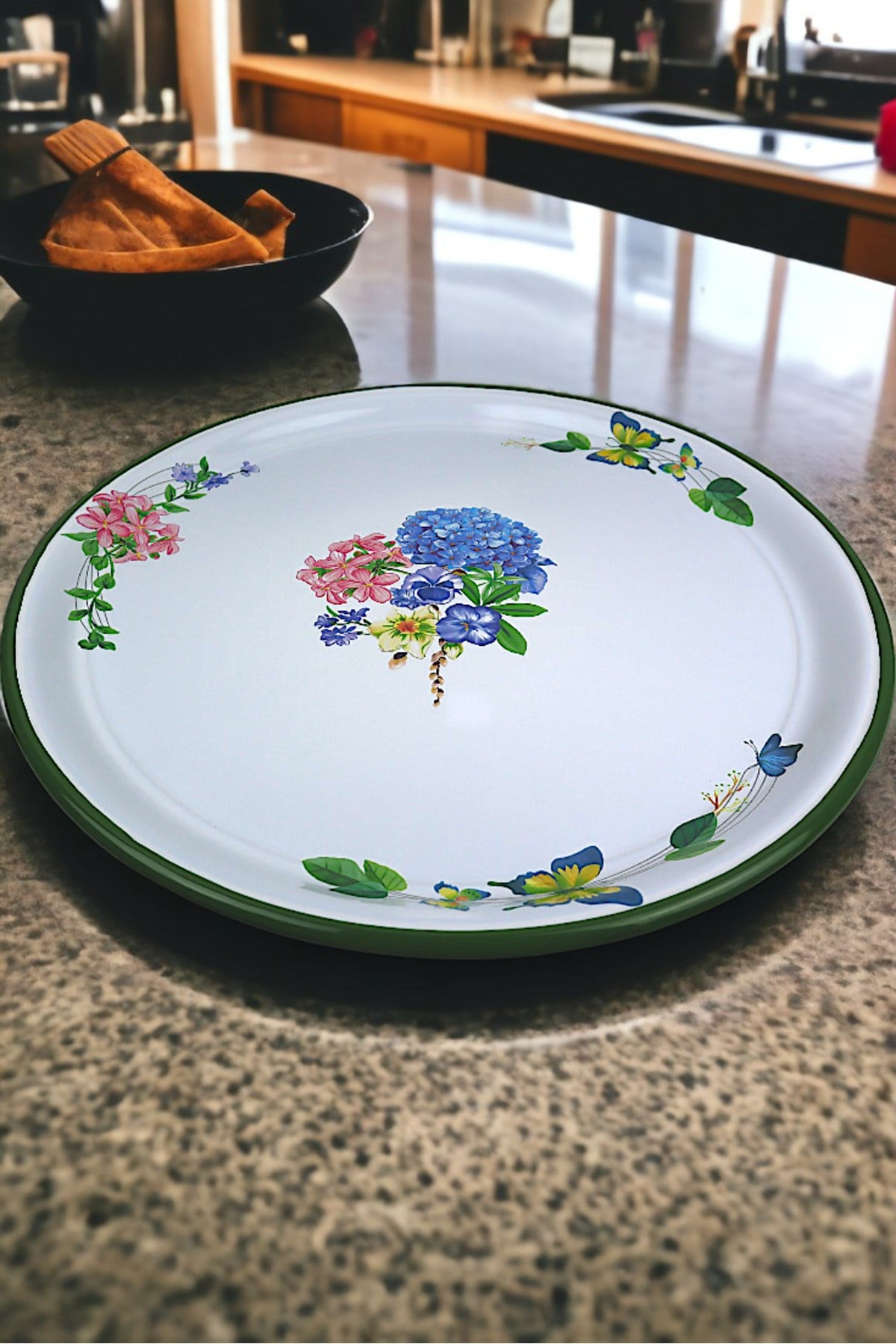 60 No Emaye Sini Sofra, Yemek Sunum Tepsi, Yer Sofrası Çinko ~58 Cm 1mm.KALIN ÜRÜN.
