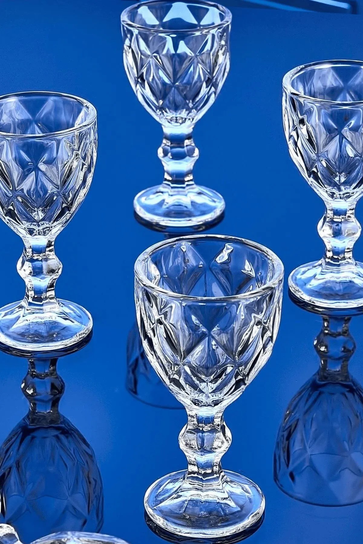 6'lı Cam Kahve Yanı Su Bardağı Seti – Elmas Kesim Kristal