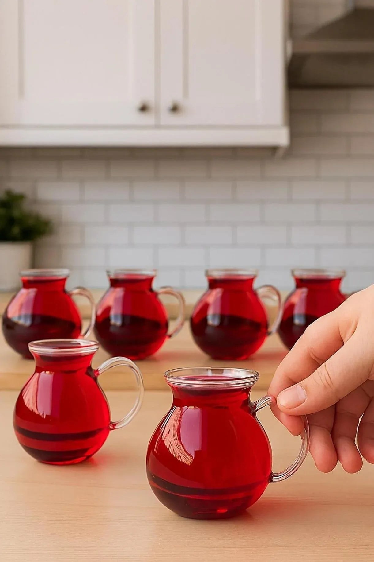 6'lı Isıya Dayanıklı Kulplu Çay Bardağı Seti – Modern Cam Çay Bardağı