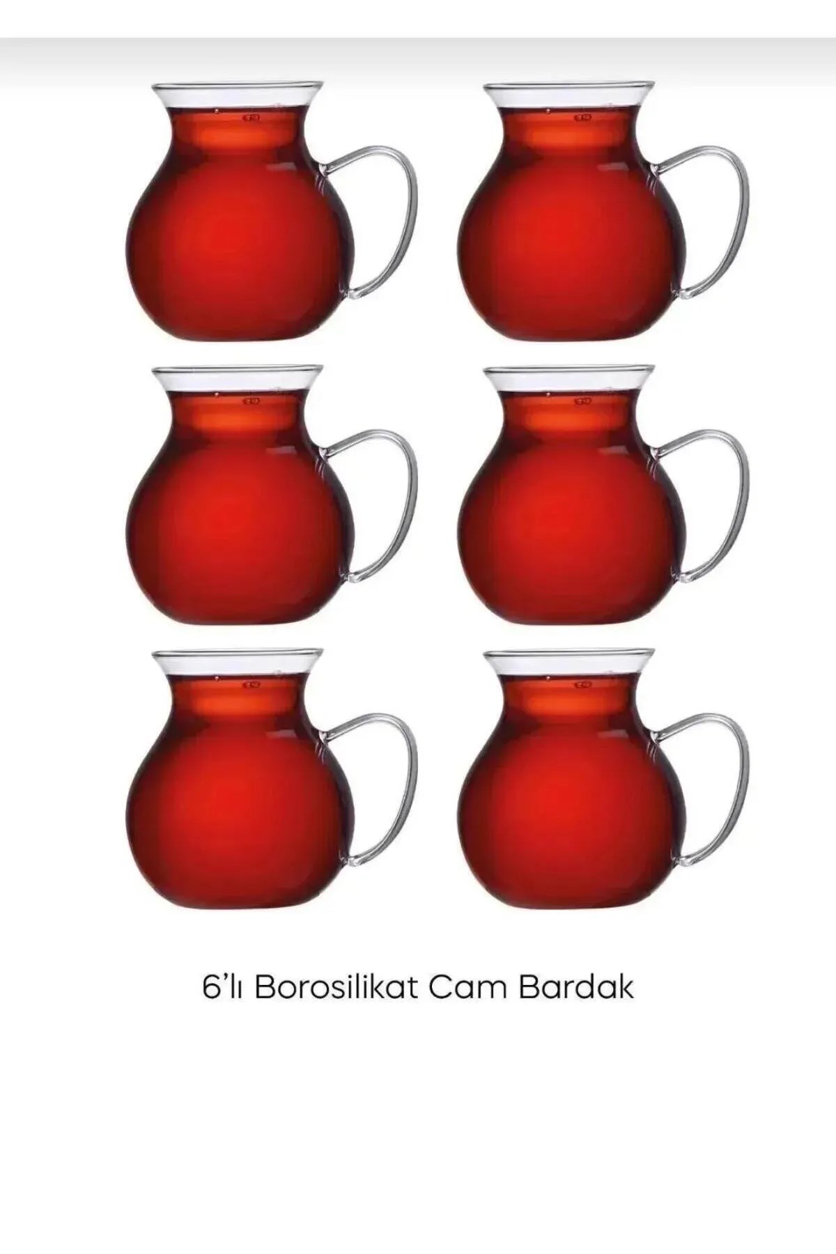 6'lı Isıya Dayanıklı Kulplu Çay Bardağı Seti – Modern Cam Çay Bardağı
