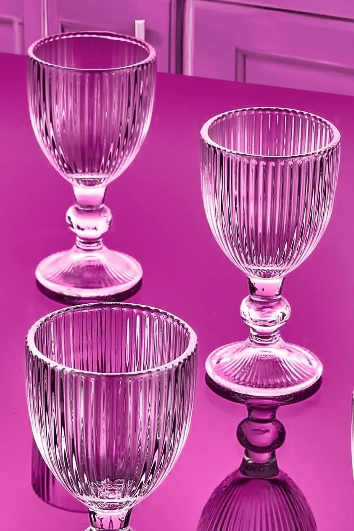 6'lı Kahve Yanı Cam Su Bardak Seti – Vintage Flüt Ribbed