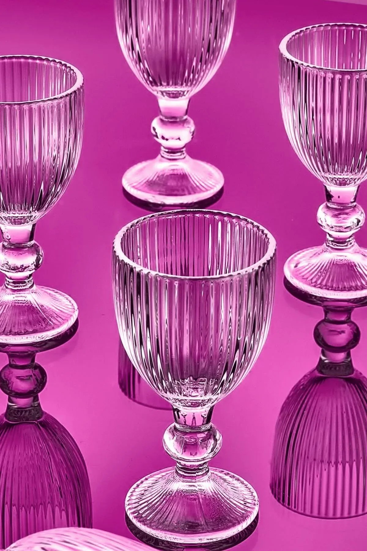 6'lı Kahve Yanı Cam Su Bardak Seti – Vintage Flüt Ribbed