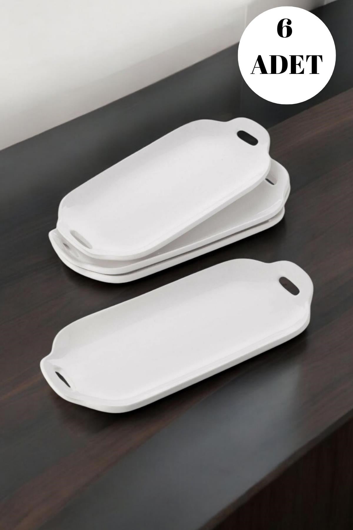 6'lı Tavuk Dünyası Model Oval Kulplu Tabak - Kayık Servis Sunum Tabağı