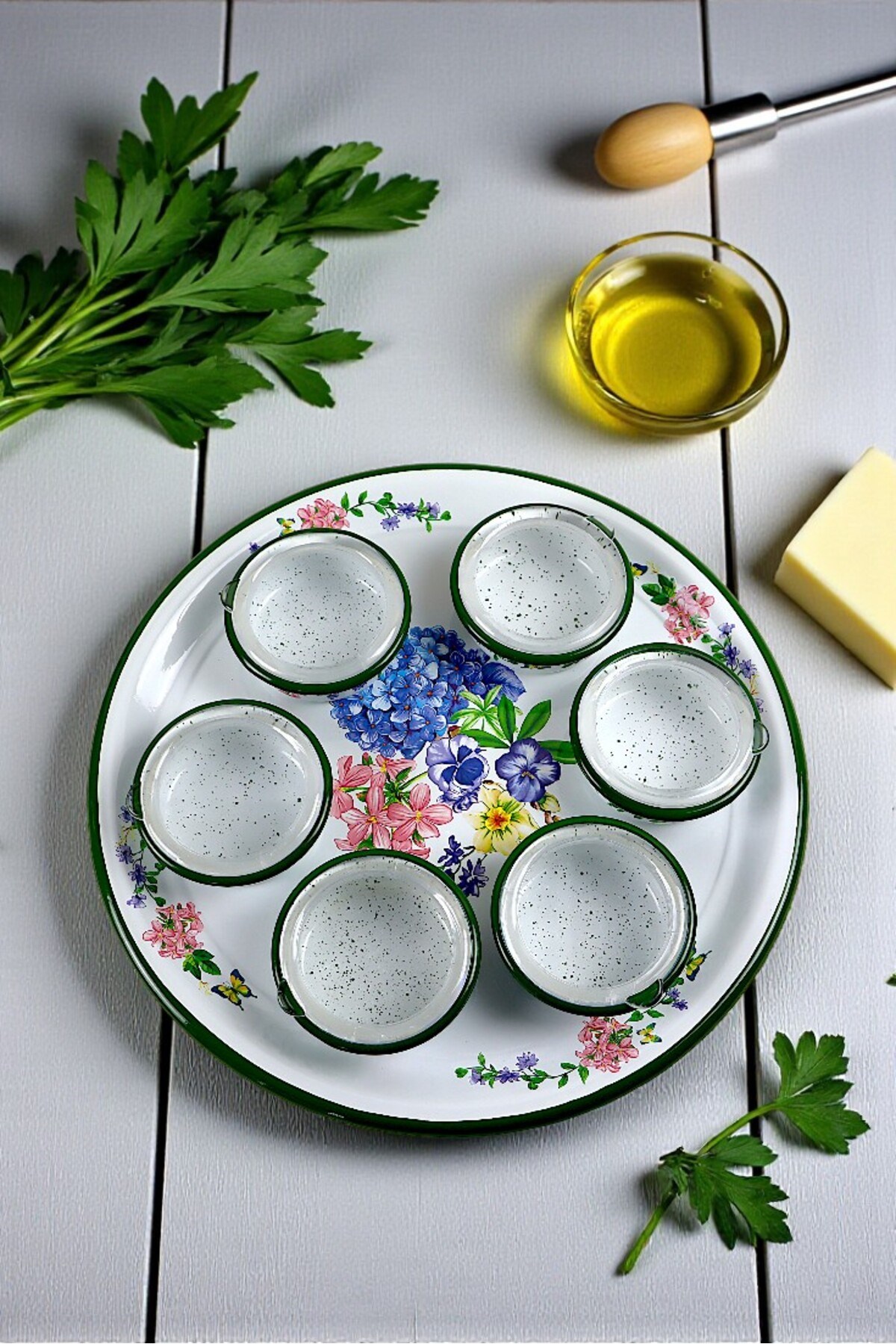 7 Parça Büyükboy kapaklı Emaye Kahvaltı Seti, Sunum, Kahvaltı Tabağı, Reçellik, Çeyiz