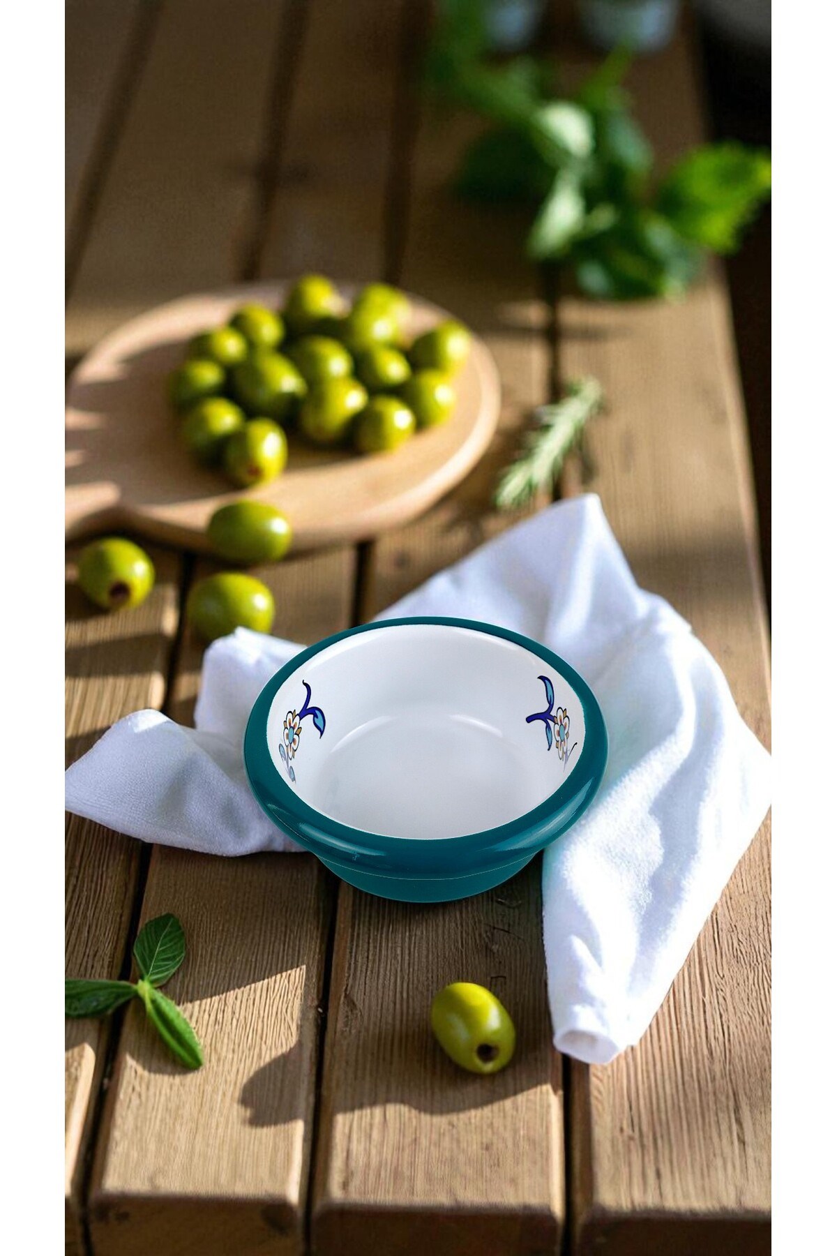 7 Parça Orta Boy Desenli Emaye Kahvaltı Seti,Sunum,Kahvaltı Tabağı, Reçellik,Zeytin, Peynir Tabağı