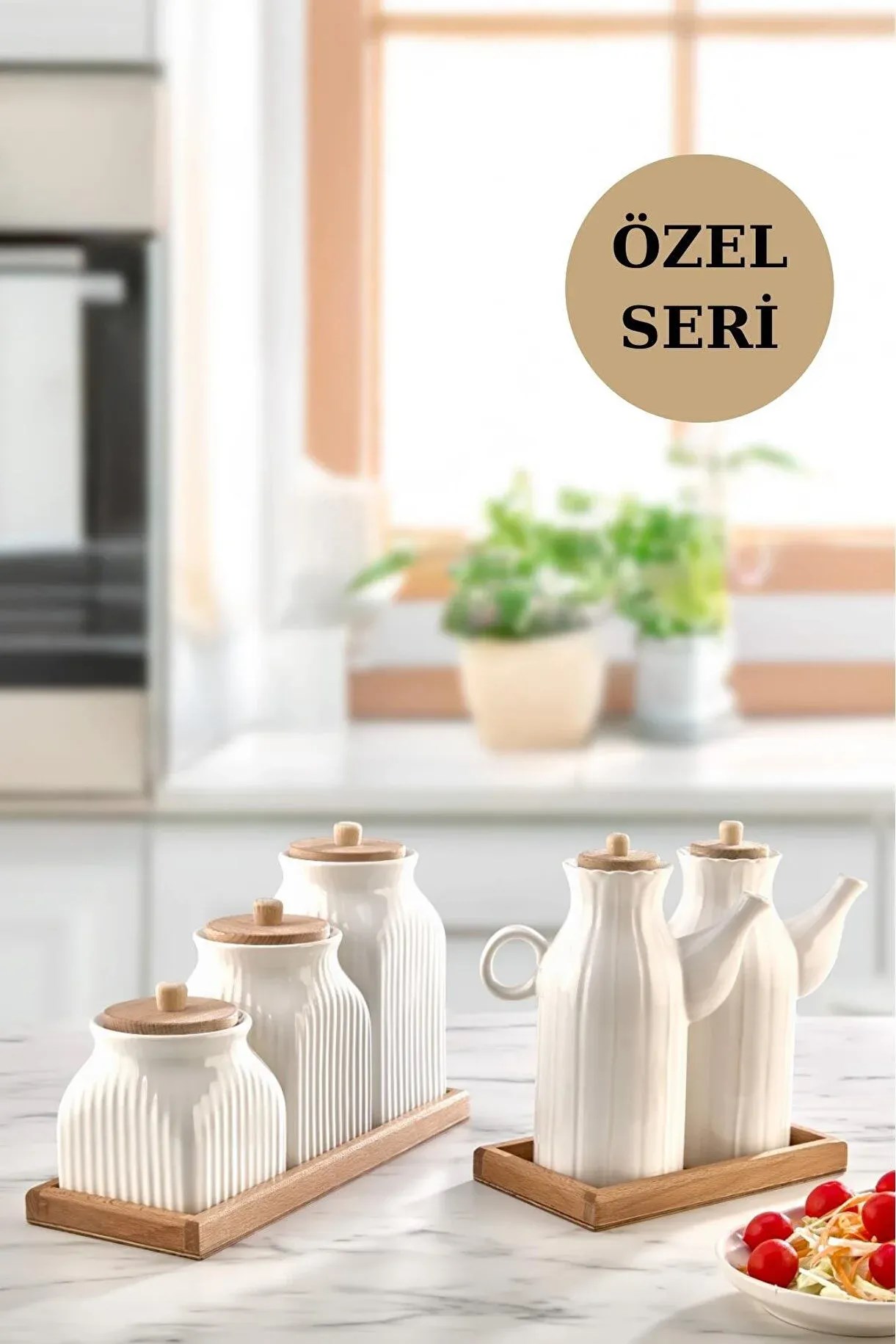 7 Parça Standlı Vakumlu Yağlık & Çay Kahve Baharat Seti