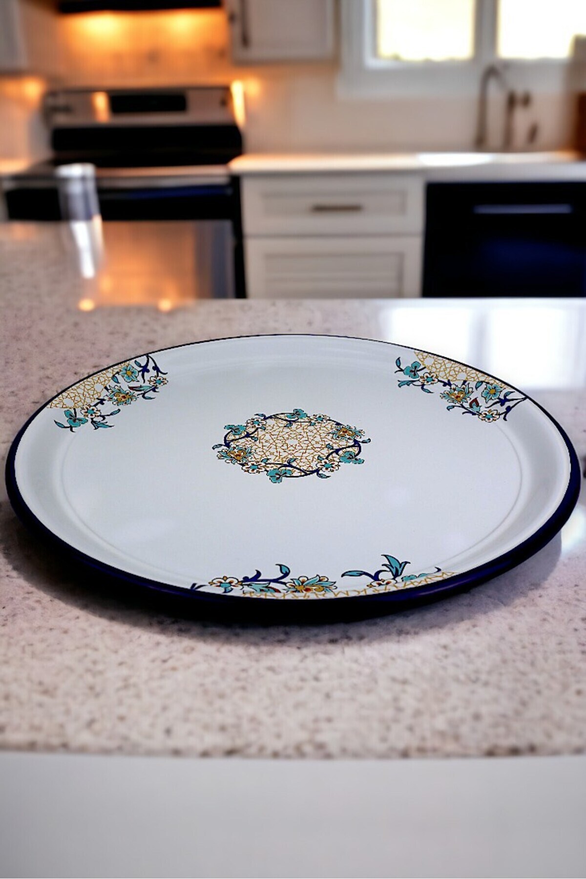 70 No Emaye Sini Sofra, Yemek Sunum Tepsi, Yer Sofrası Çinko ~68 Cm kalınlık:1mm