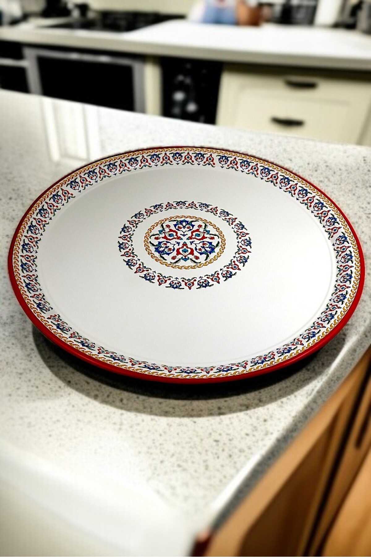 70 No Emaye Sini Sofra, Yemek Sunum Tepsi, Yer Sofrası Çinko ~68 Cm