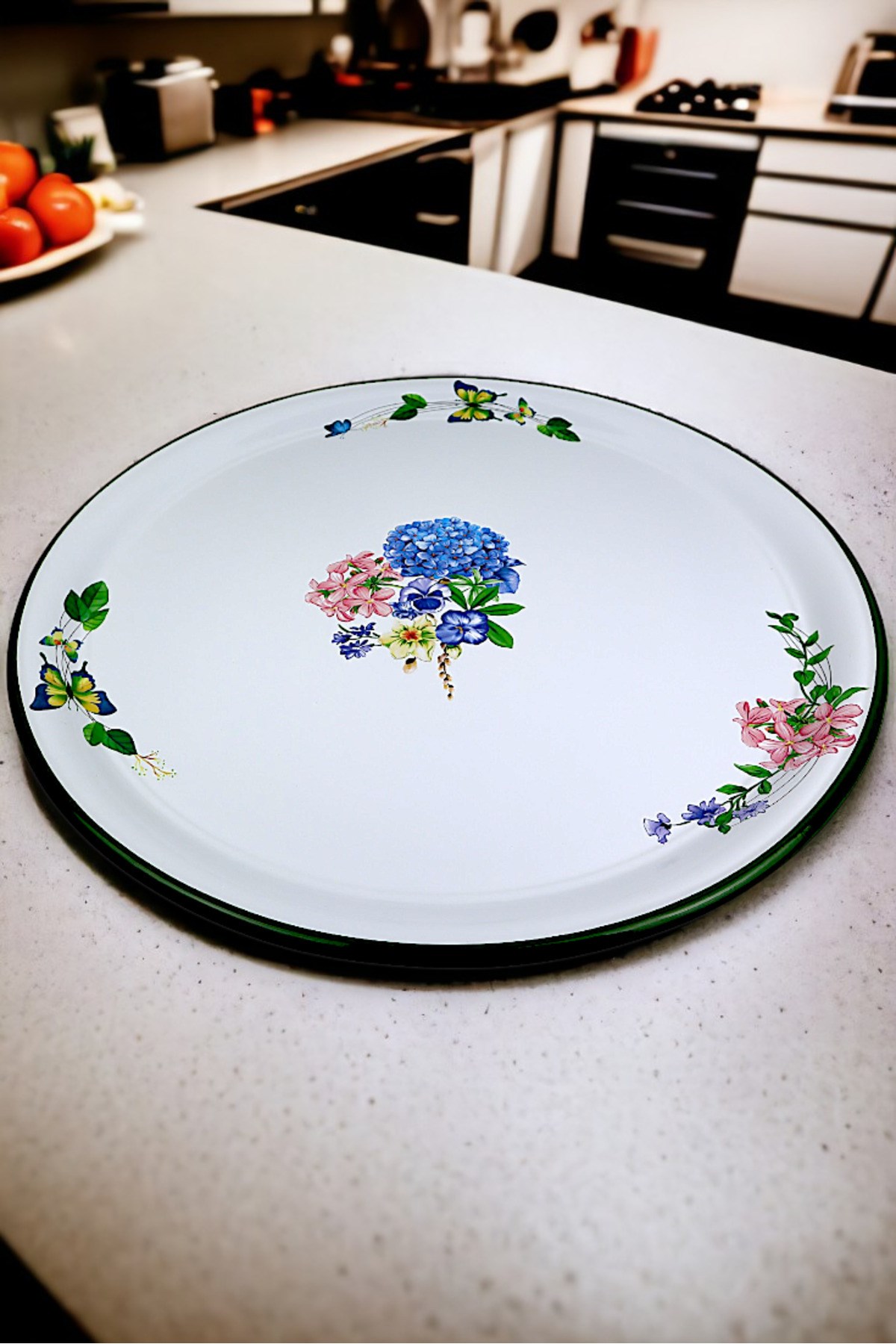 70 No Emaye Sini Sofra, Yemek Sunum Tepsi, Yer Sofrası Çinko ~68 Cm 1mm kalın ürün