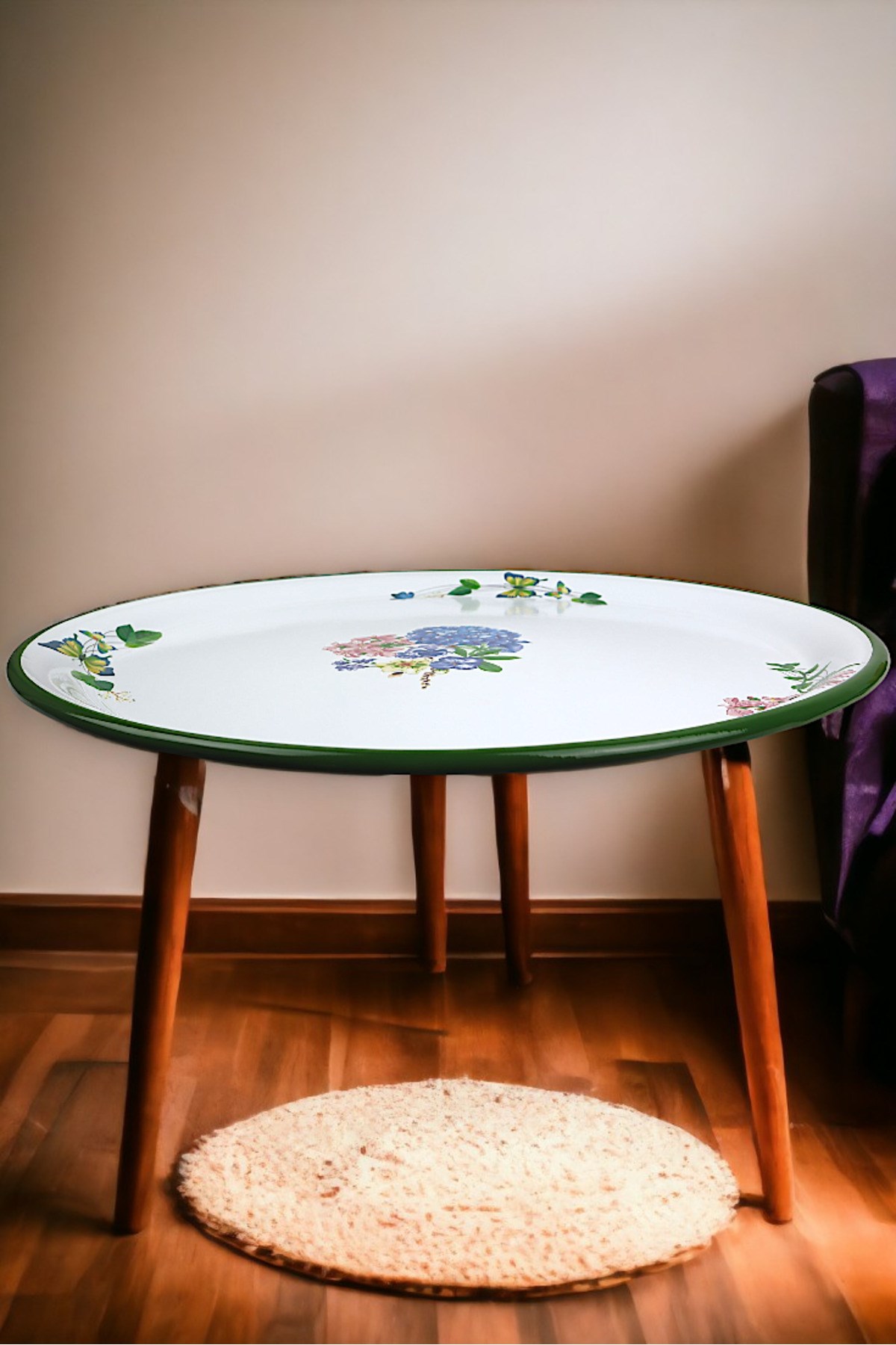70 No Emaye Sini Sofra, Yemek Sunum Tepsi, Yer Sofrası Çinko ~68 Cm 1mm kalın ürün