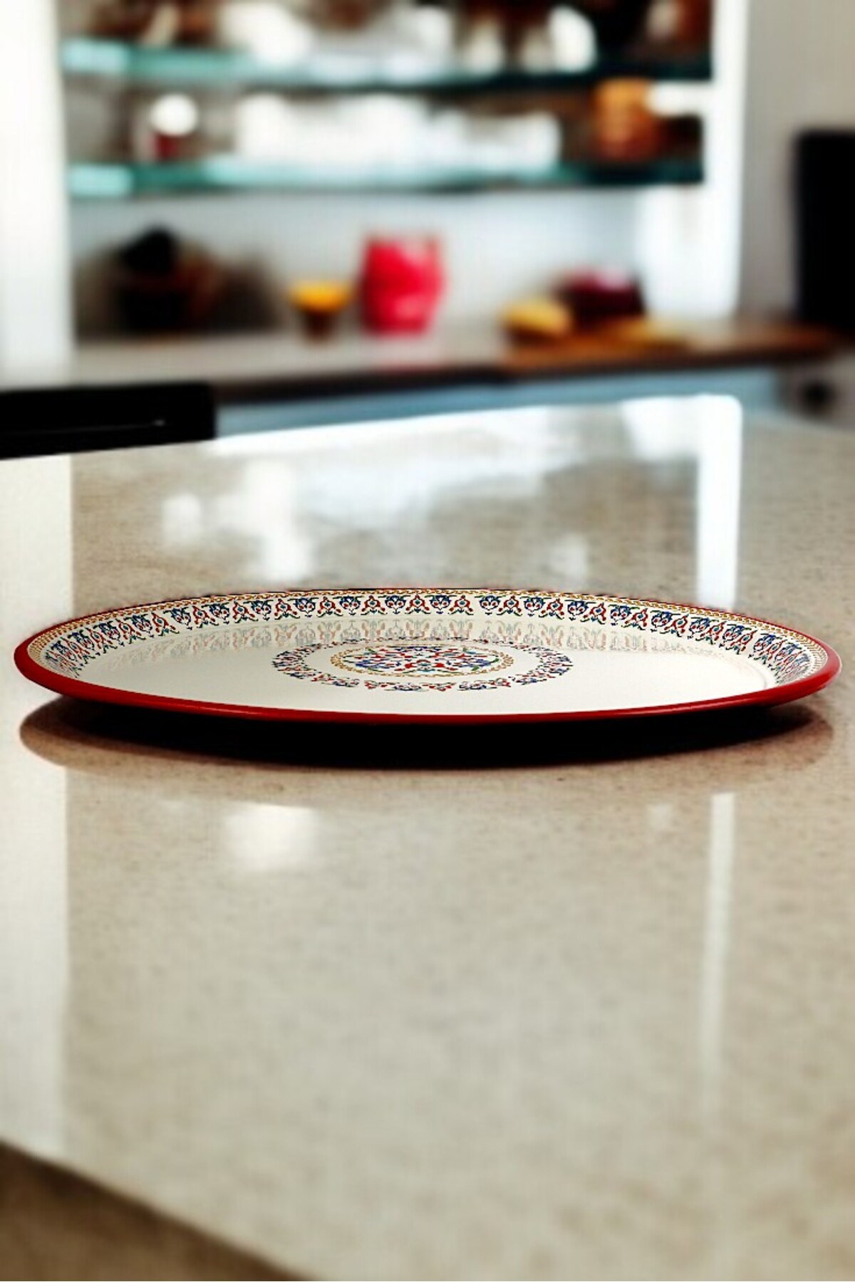70 No Emaye Sini Sofra, Yemek Sunum Tepsi, Yer Sofrası Çinko ~68 Cm