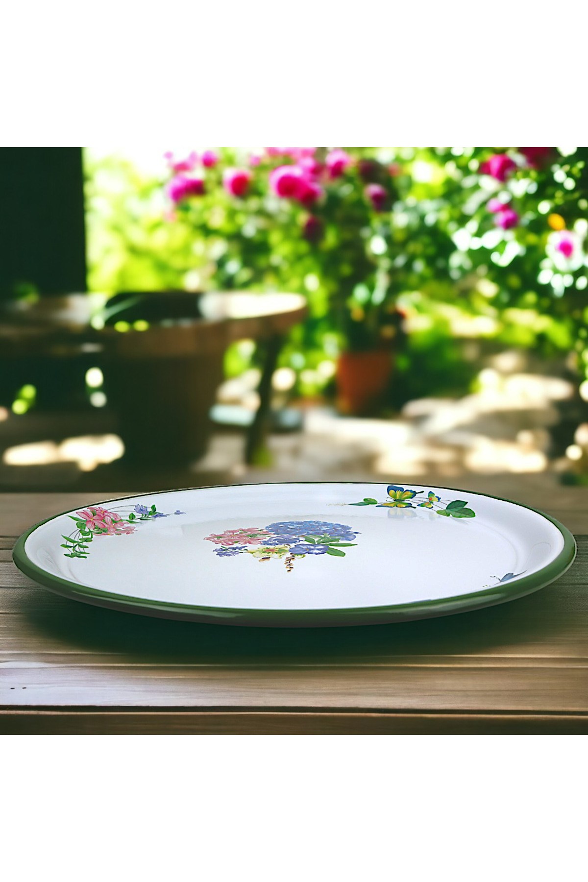 70 No Emaye Sini Sofra, Yemek Sunum Tepsi, Yer Sofrası Çinko ~68 Cm 1mm kalın ürün